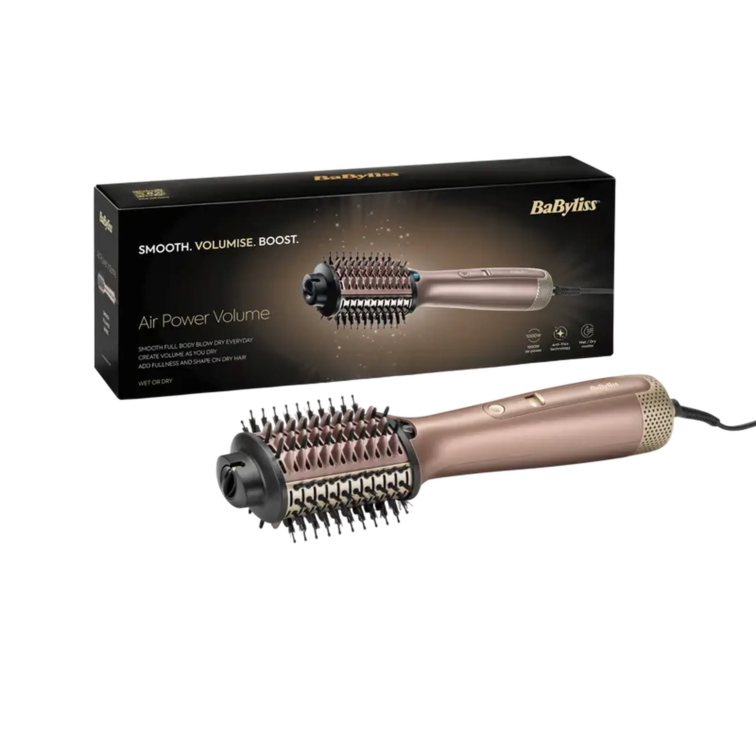 Uscător de păr-perie BaByliss AS95E, 1000W, Bronz