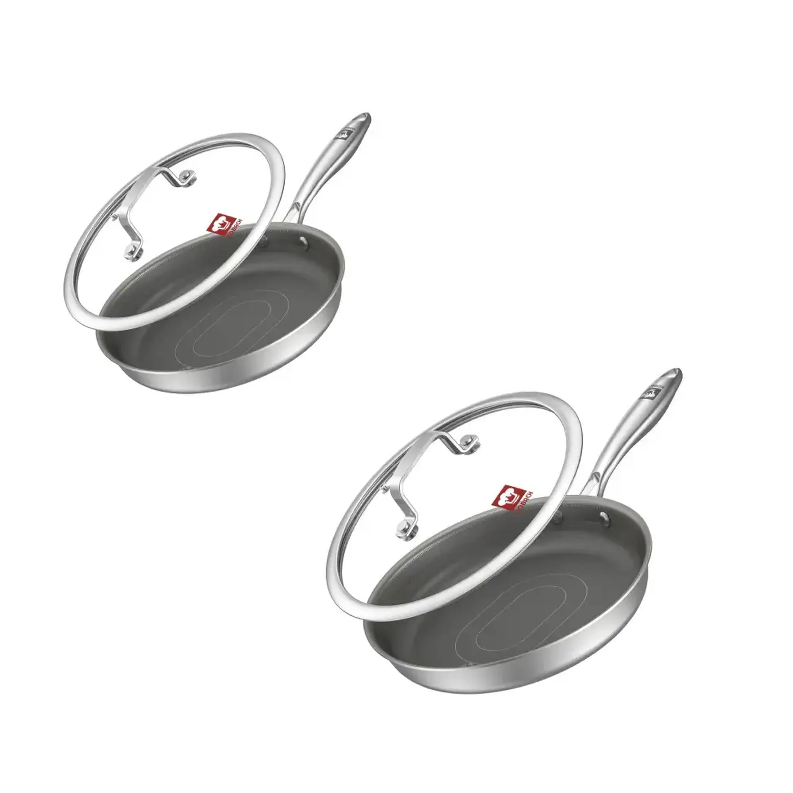 Set 2 Tigăi Kobach 24 cm – Inox 316, 3-Ply, Tehnologie Lotus Nano