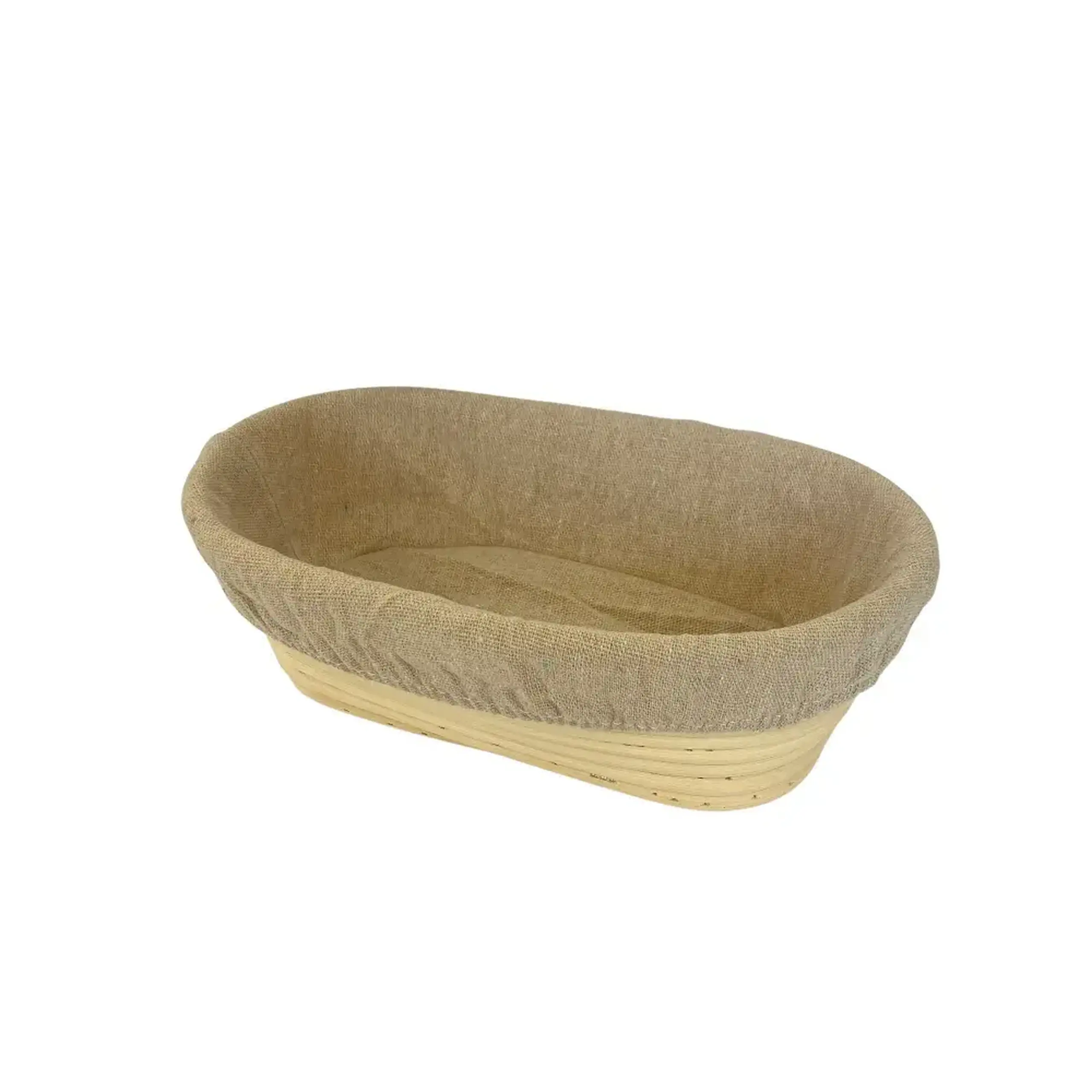 Banneton oval pentru dospit pâine, 500g (coș din răchită naturală, cu husă din in)