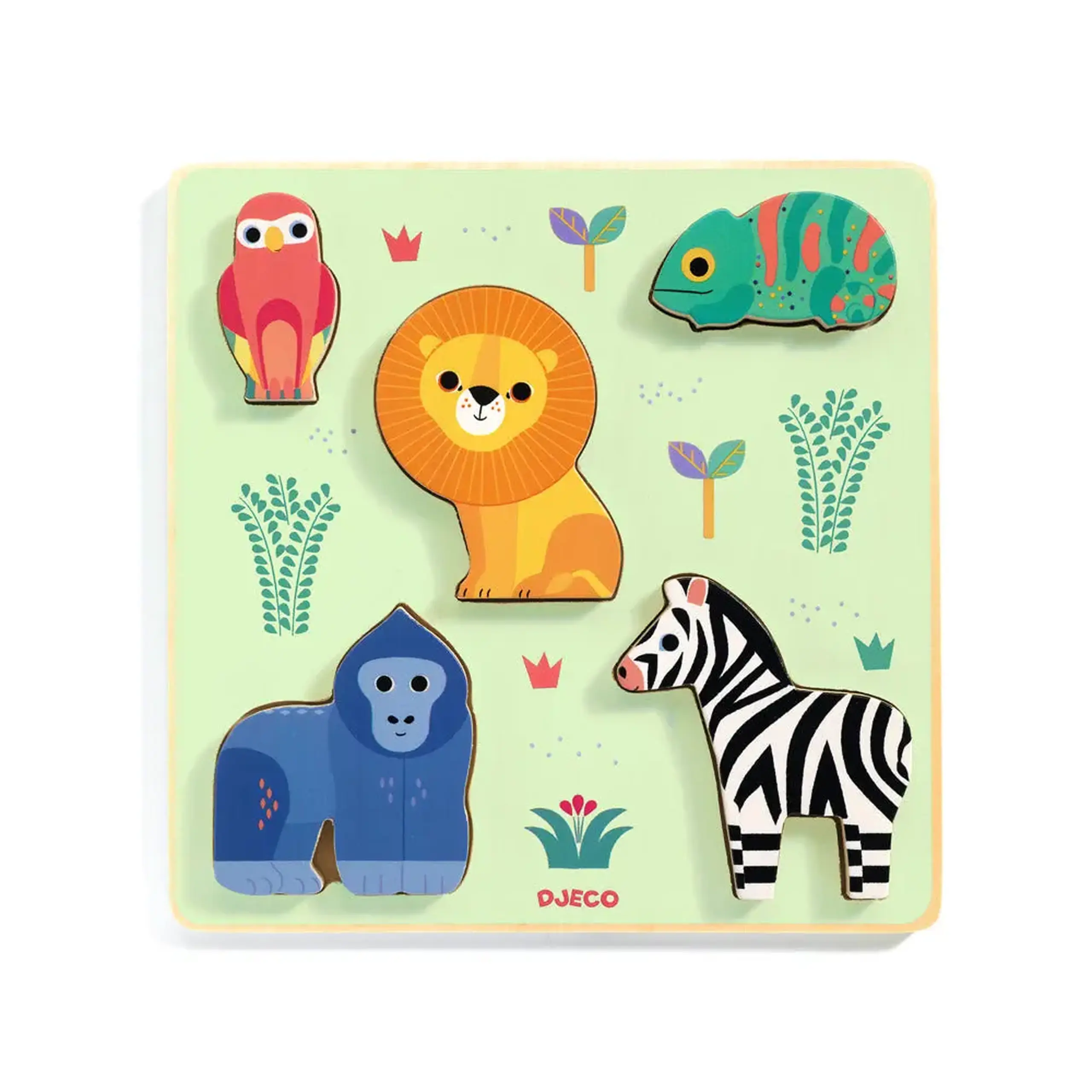 Puzzle din lemn „Animăluțe în relief”, 5 piese — Djeco