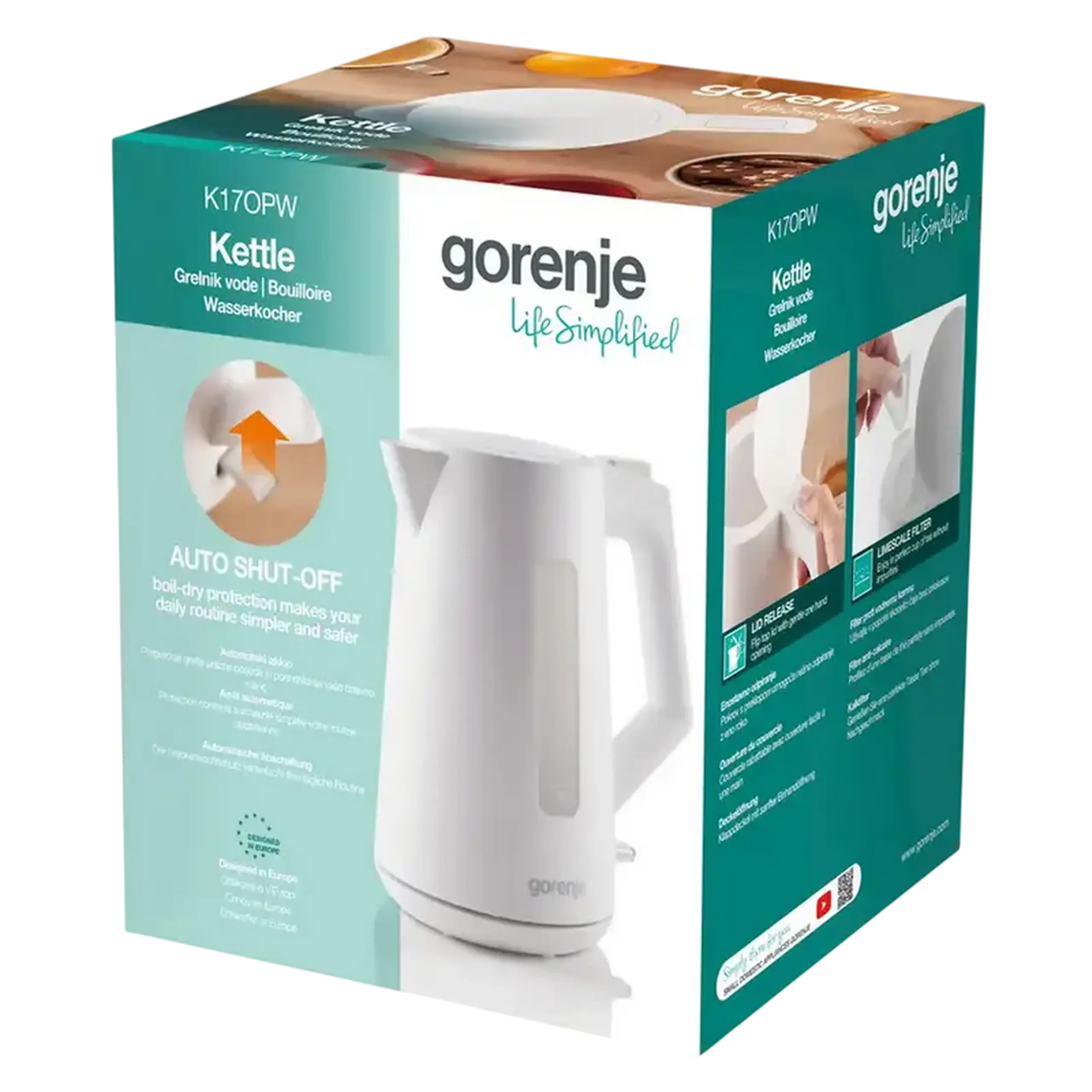 Fierbător electric Gorenje K17OPW, Alb