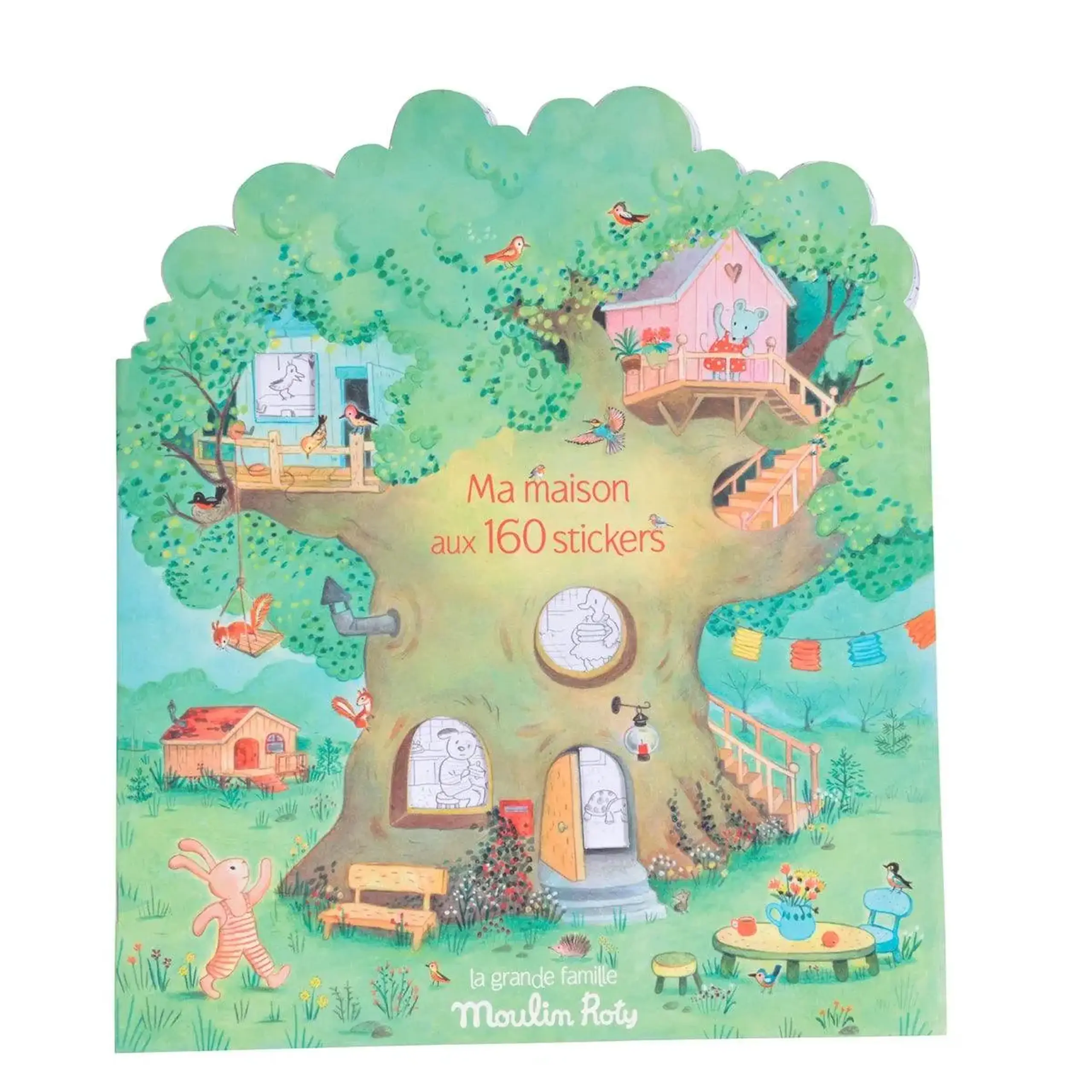Carte de colorat cu 160 de stickere, La Grande Famille — Moulin Roty