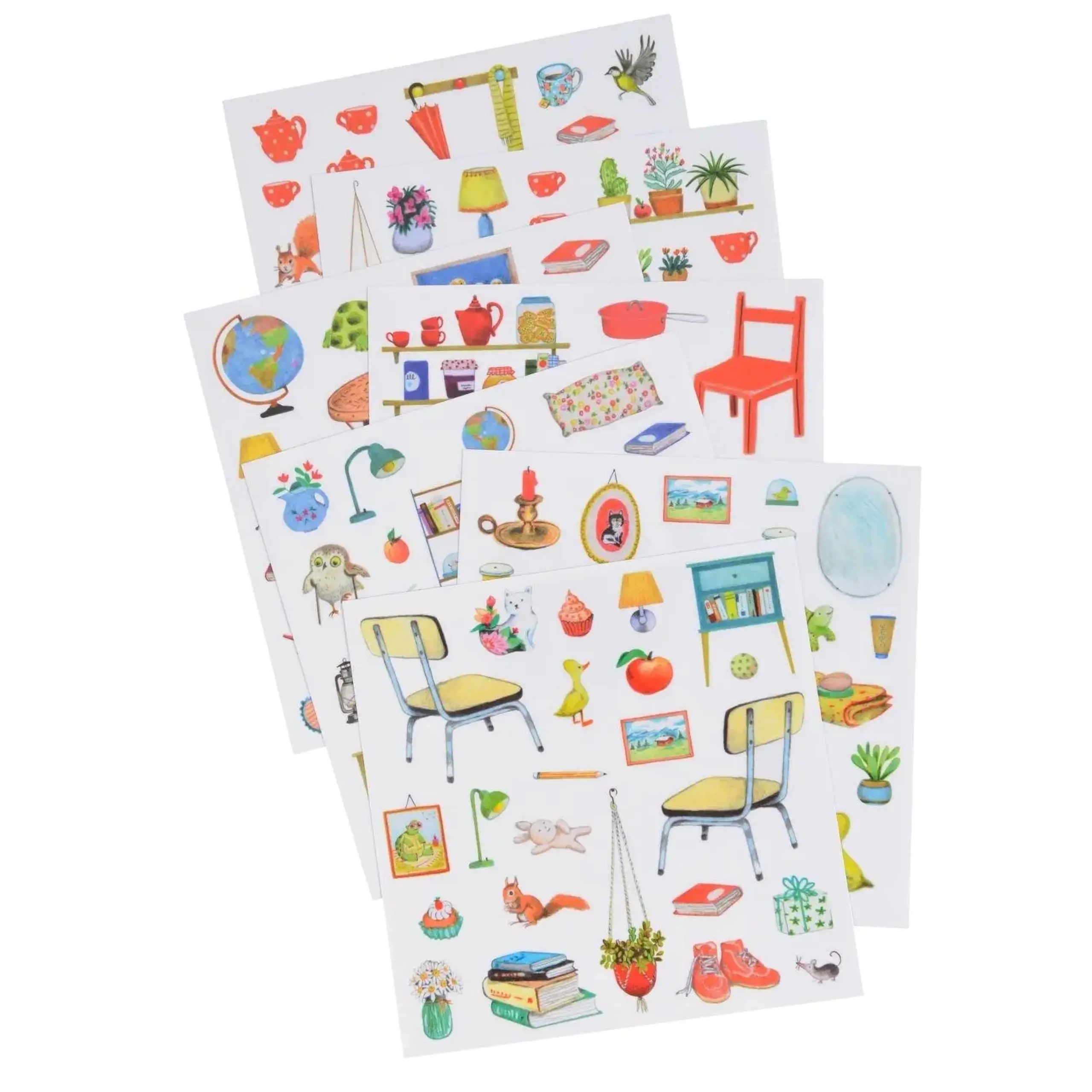 Carte de colorat cu 160 de stickere, La Grande Famille — Moulin Roty