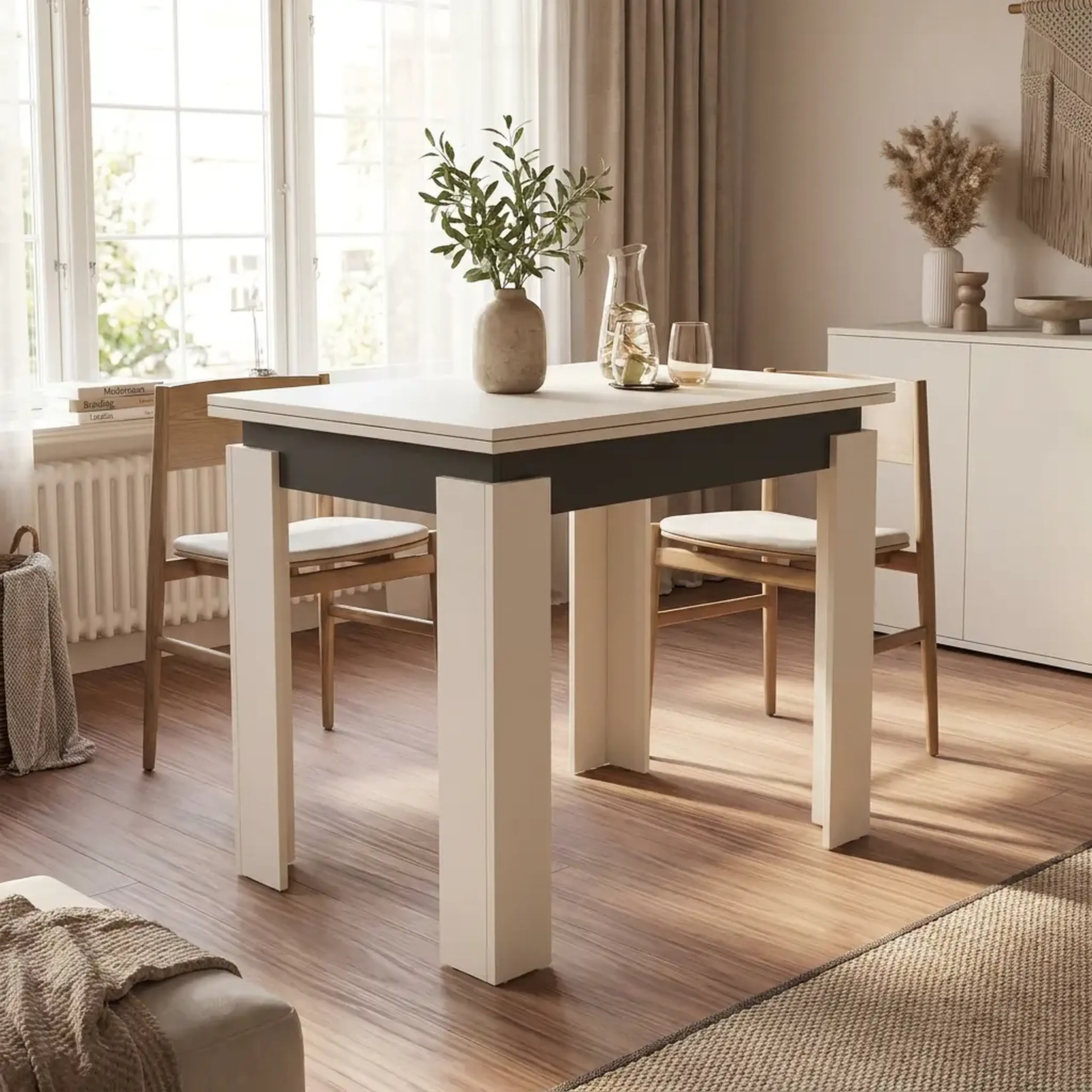 Masa 4home Family, extensibila, Nimfea Alba/Antracit