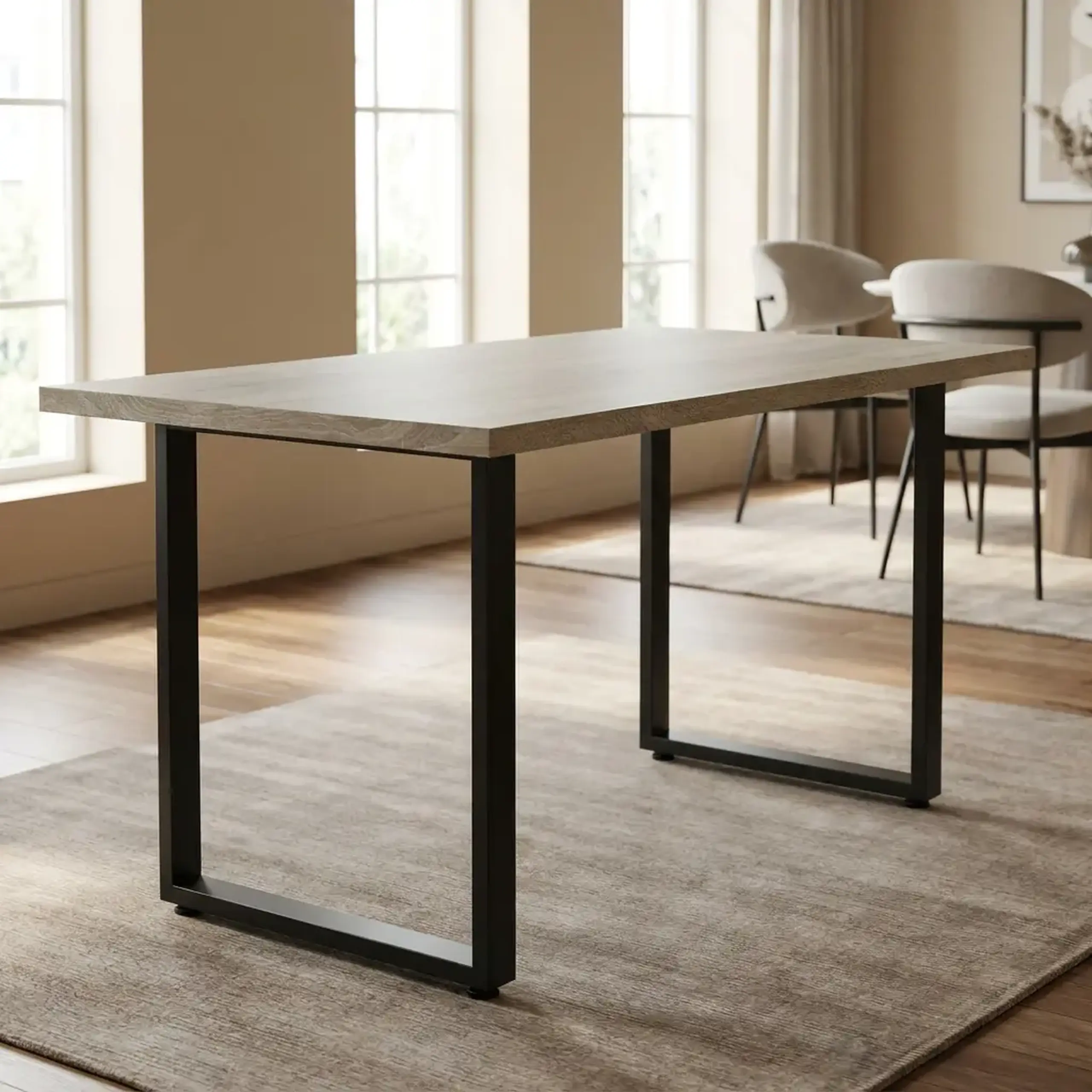 Masa de dining 4home Seattle, picioare metalice, Stejar Sonoma, 120x60 cm