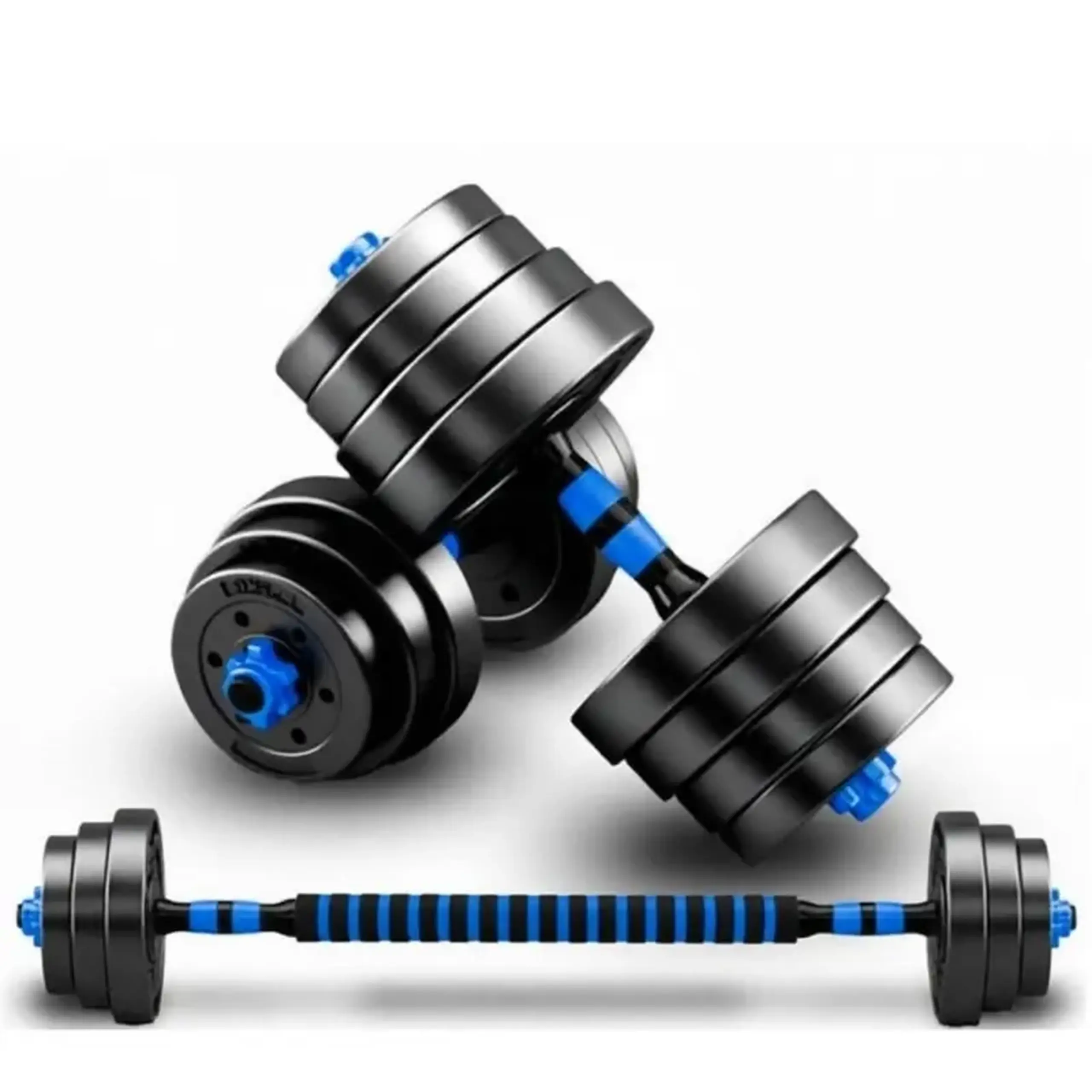 Set gantere reglabile FitTronic 40 kg, BG40, 2 gantere de 20 kg si bara de conectare inclusa, sigurante cu filet