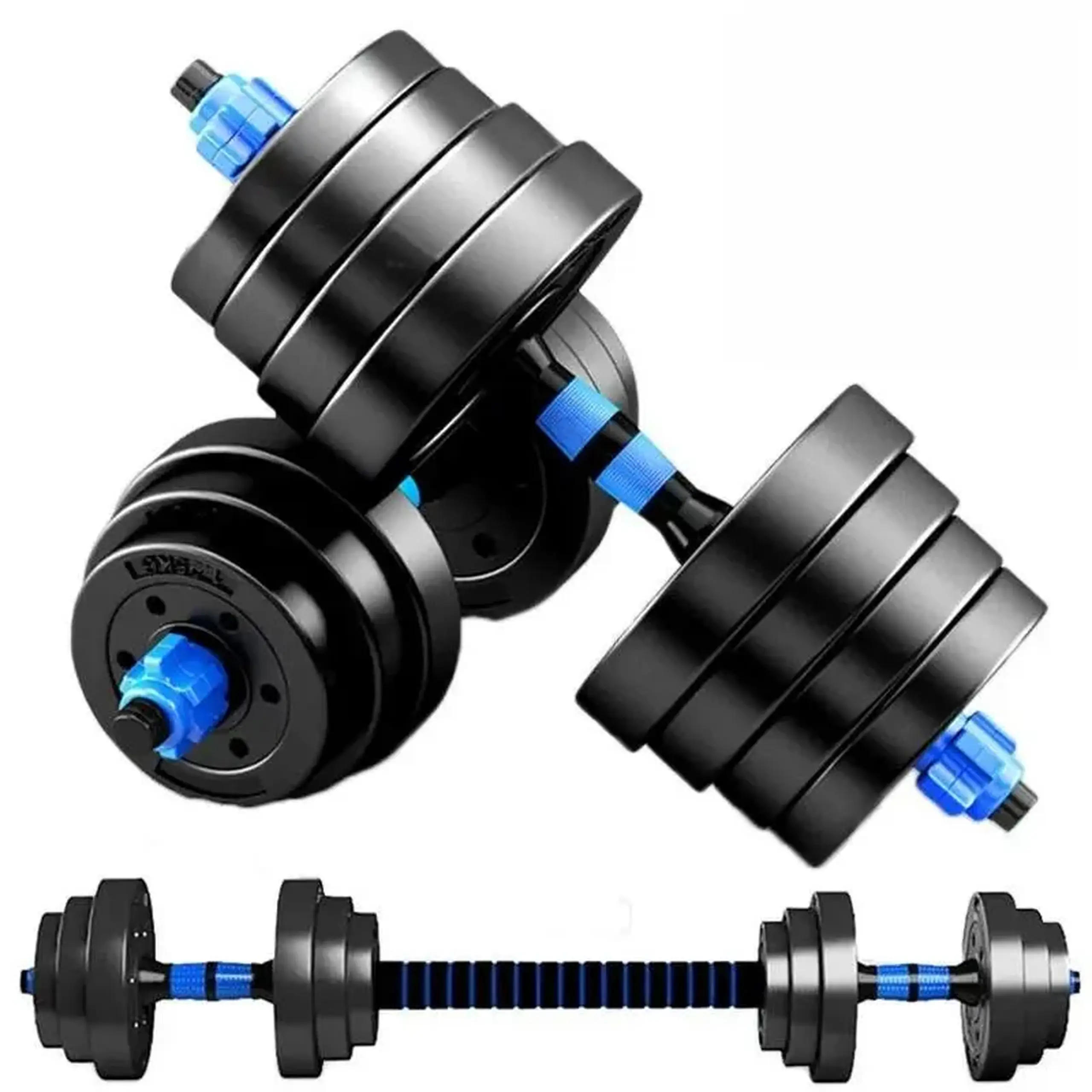 Set gantere reglabile FitTronic 40 kg, BG40, 2 gantere de 20 kg si bara de conectare inclusa, sigurante cu filet