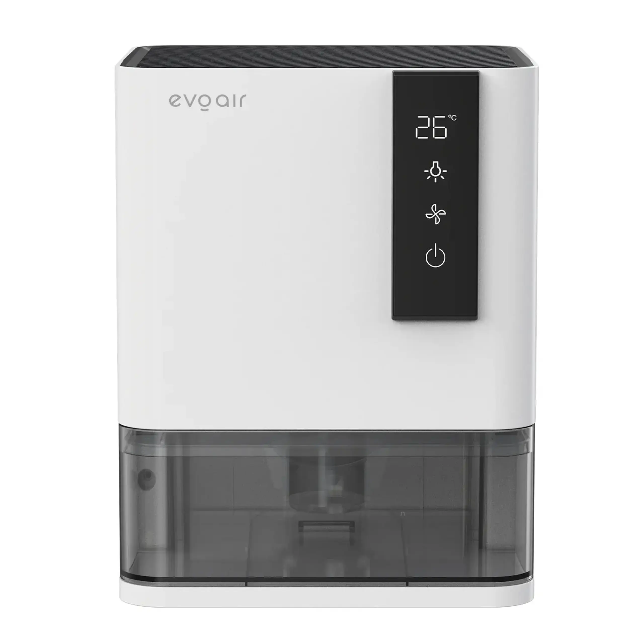 Dezumidificator Evoair HIDRY, 700ml/24h, Senzor de Umiditate/Temperatura, Lumina ambientala in 7 culori, Rezervor 1l, 2 viteze, Functie Auto Dezghetare, Alb