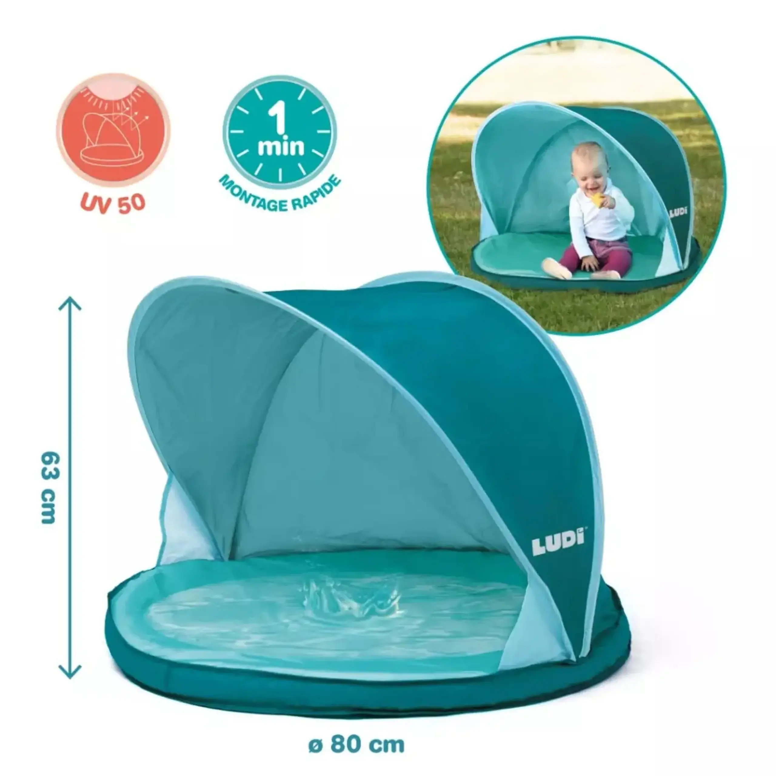 Cort anti-UV cu mini-piscină Abribaby — Ludi