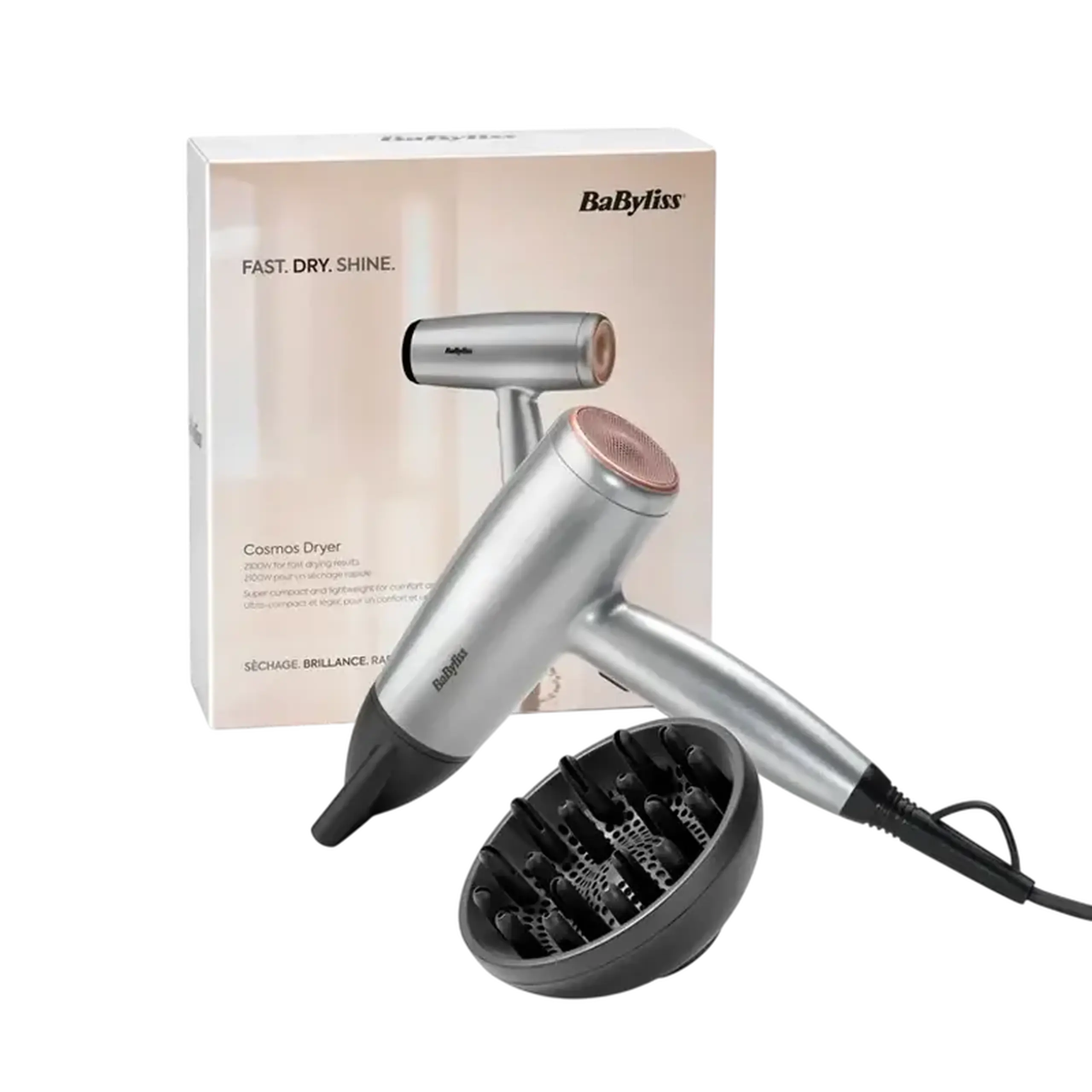 Uscător de păr BaByliss D580DE, 2100W, Argintiu
