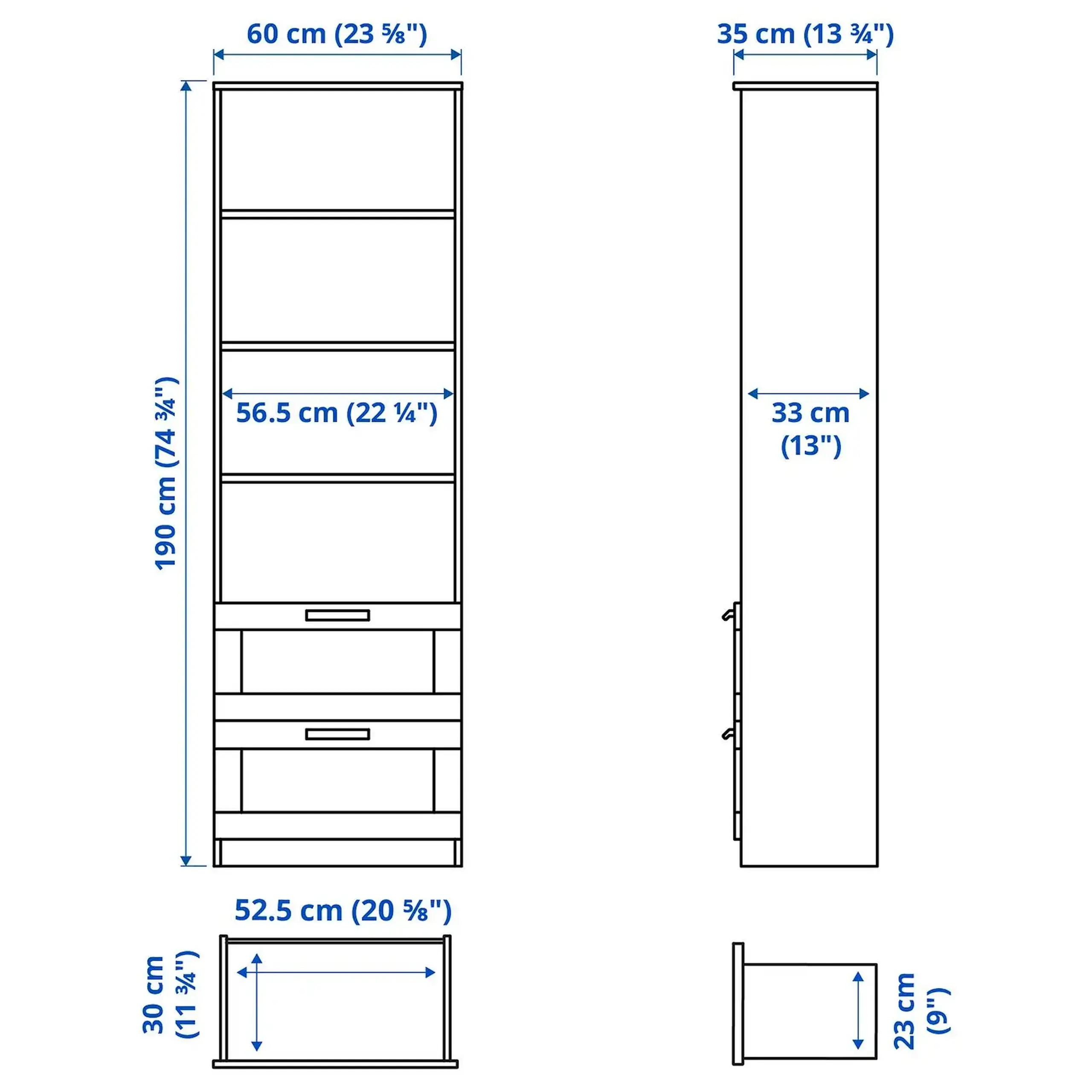 IKEA BRIMNES Biblioteca, alb, 60x190 cm