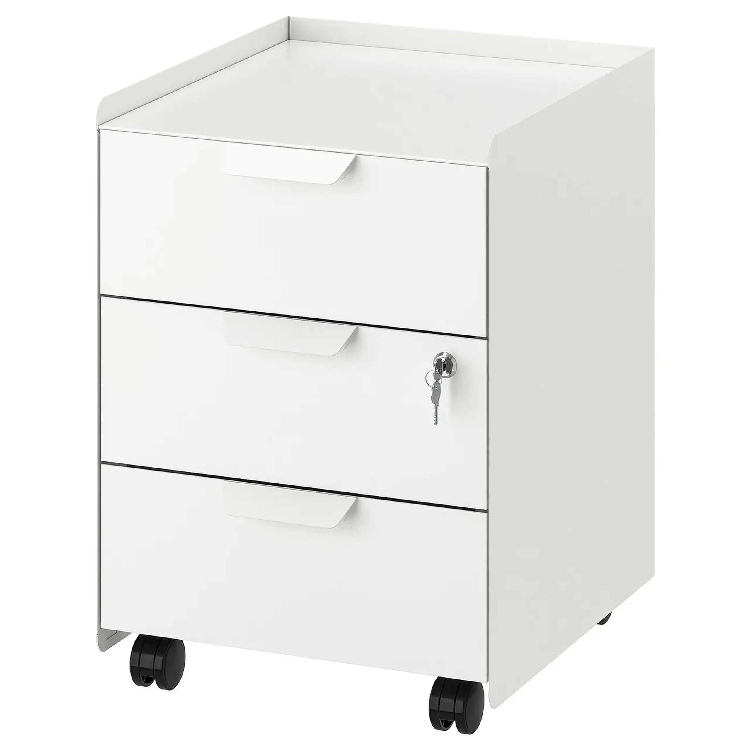 IKEA TROTTEN Comoda 3 sertare cu rotile, alb