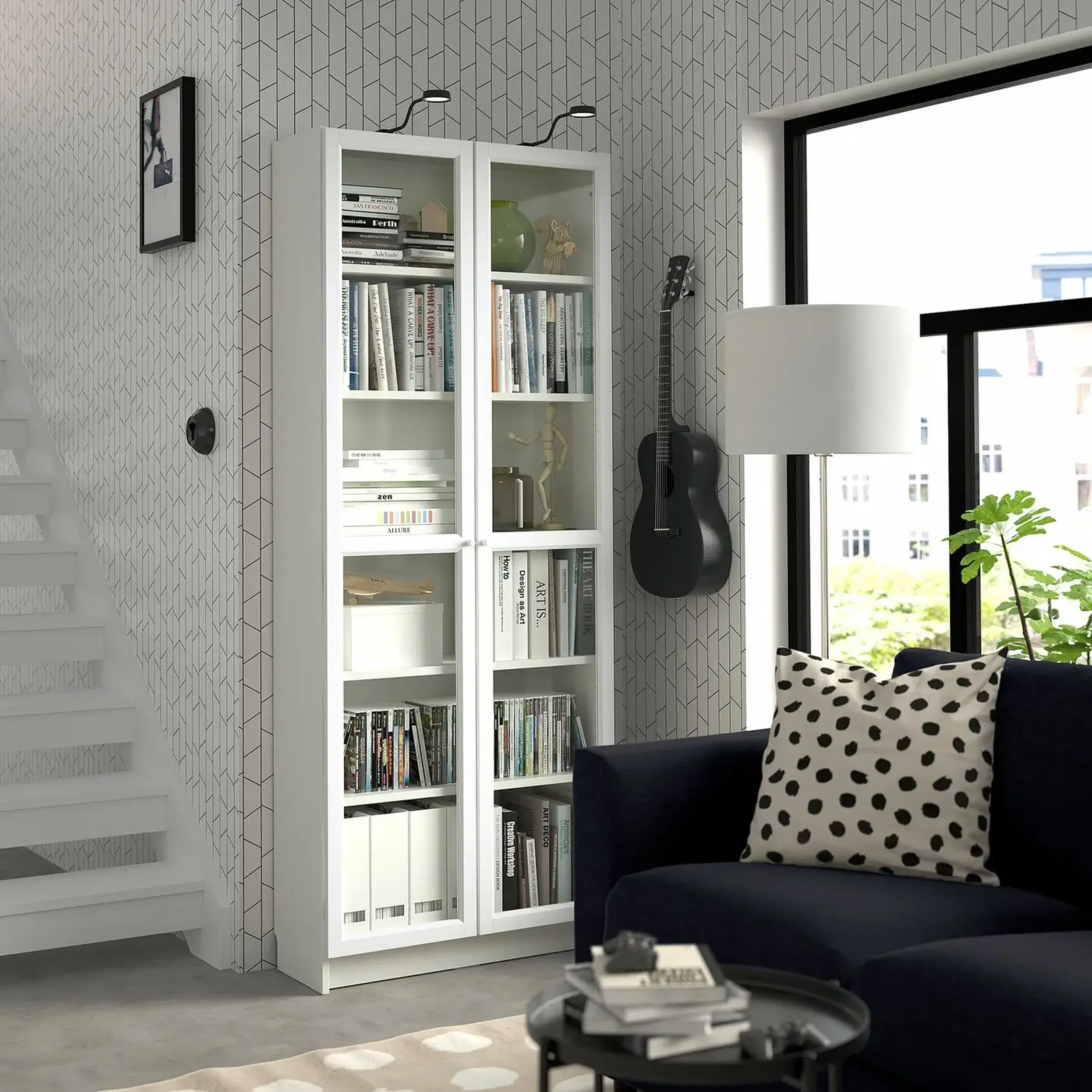 IKEA BILLY / OXBERG Biblioteca, alb, 80x30x202 cm