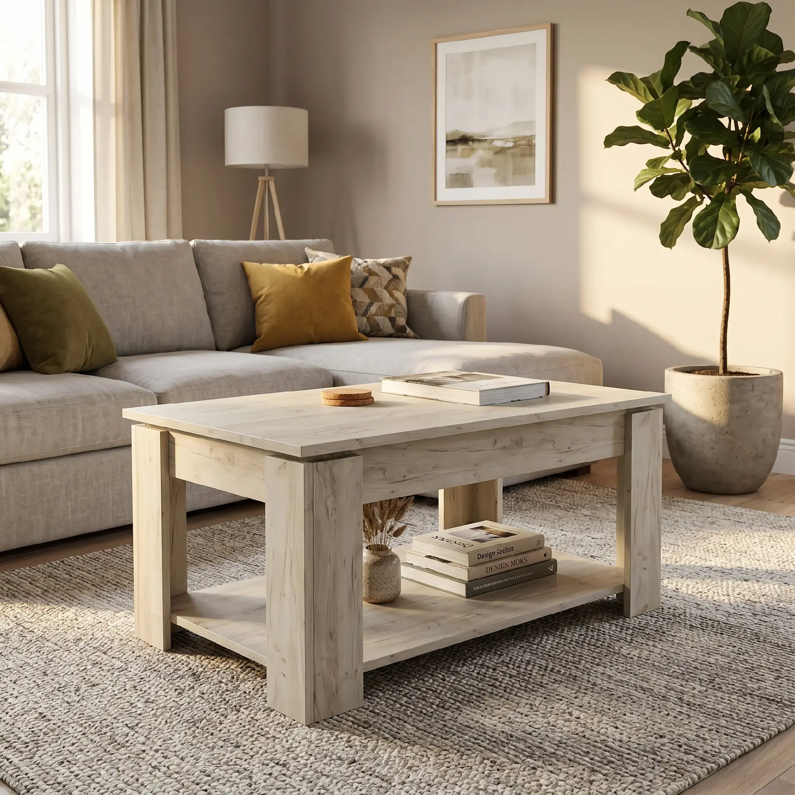 Masuta de cafea 4home Loft, 90x45x60 cm, Stejar Kraft Gri