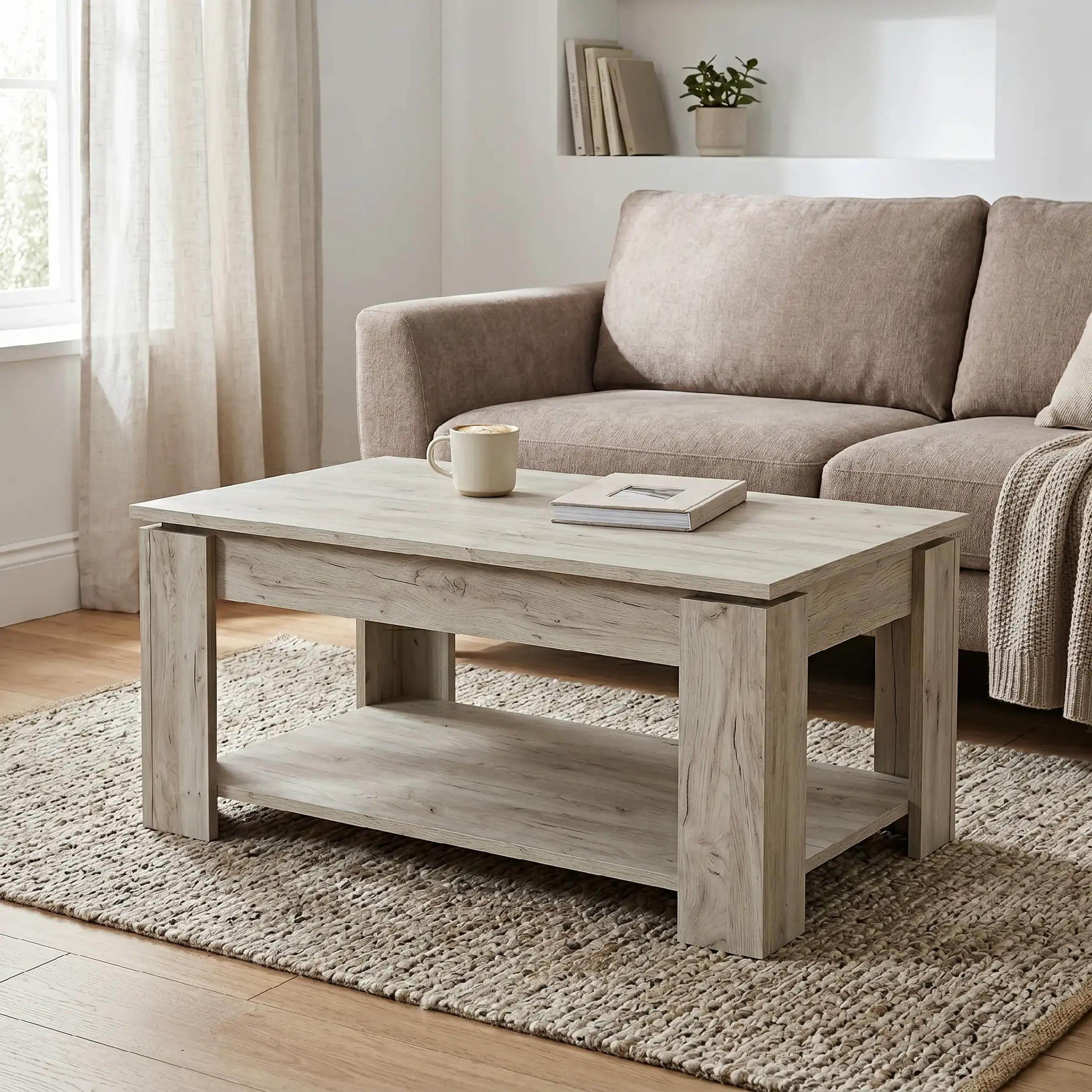 Masuta de cafea 4home Loft, 90x45x60 cm, Stejar Kraft Gri