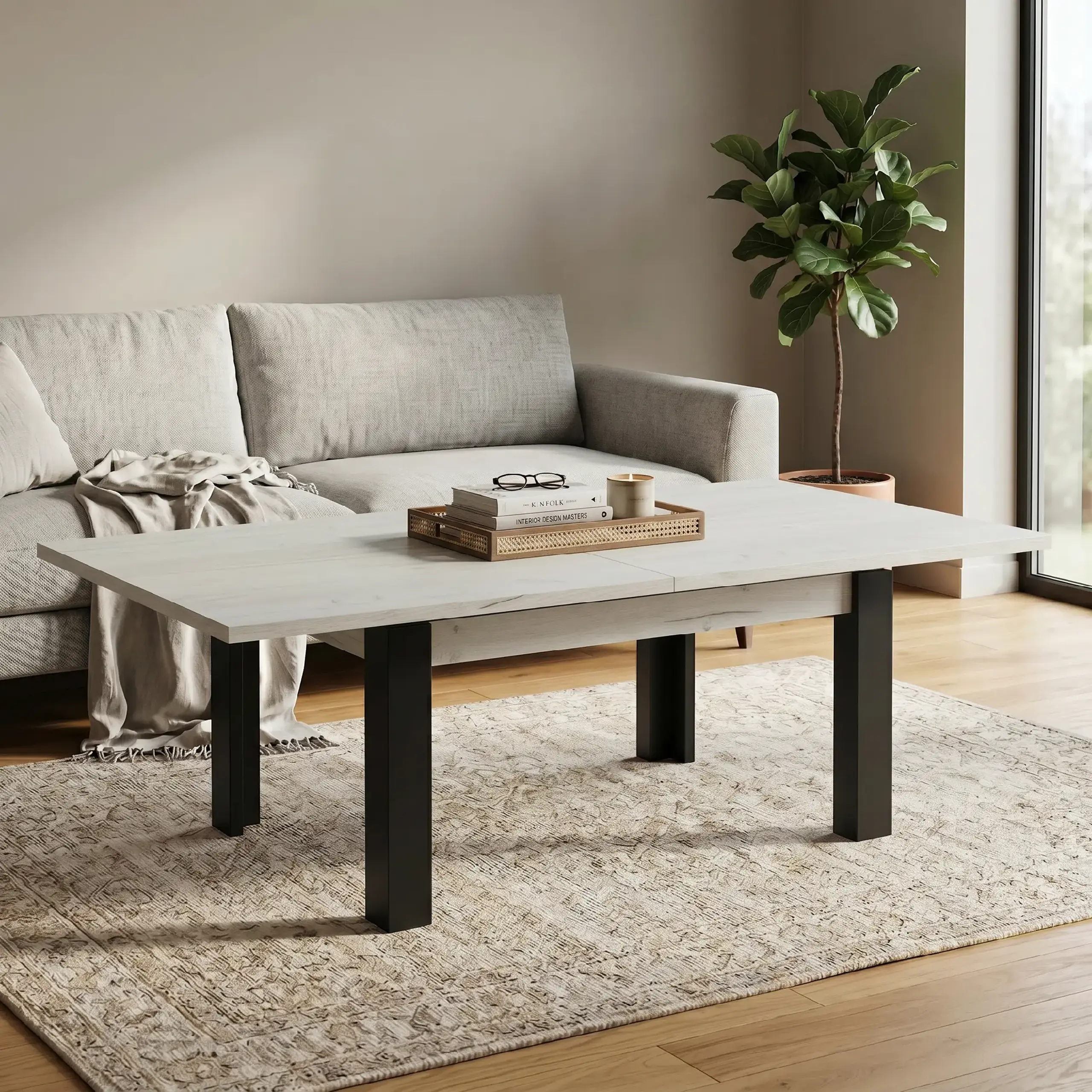 Masa transformabila 4home, Stejar Kraft Alb