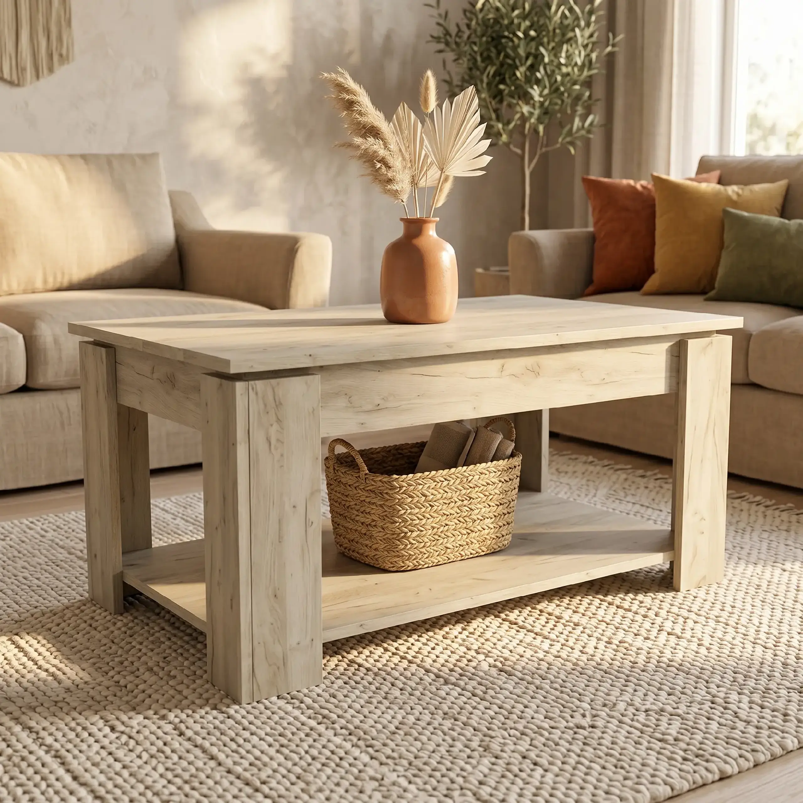Masuta de cafea 4home Loft, 90x45x60 cm, Stejar Kraft Gri