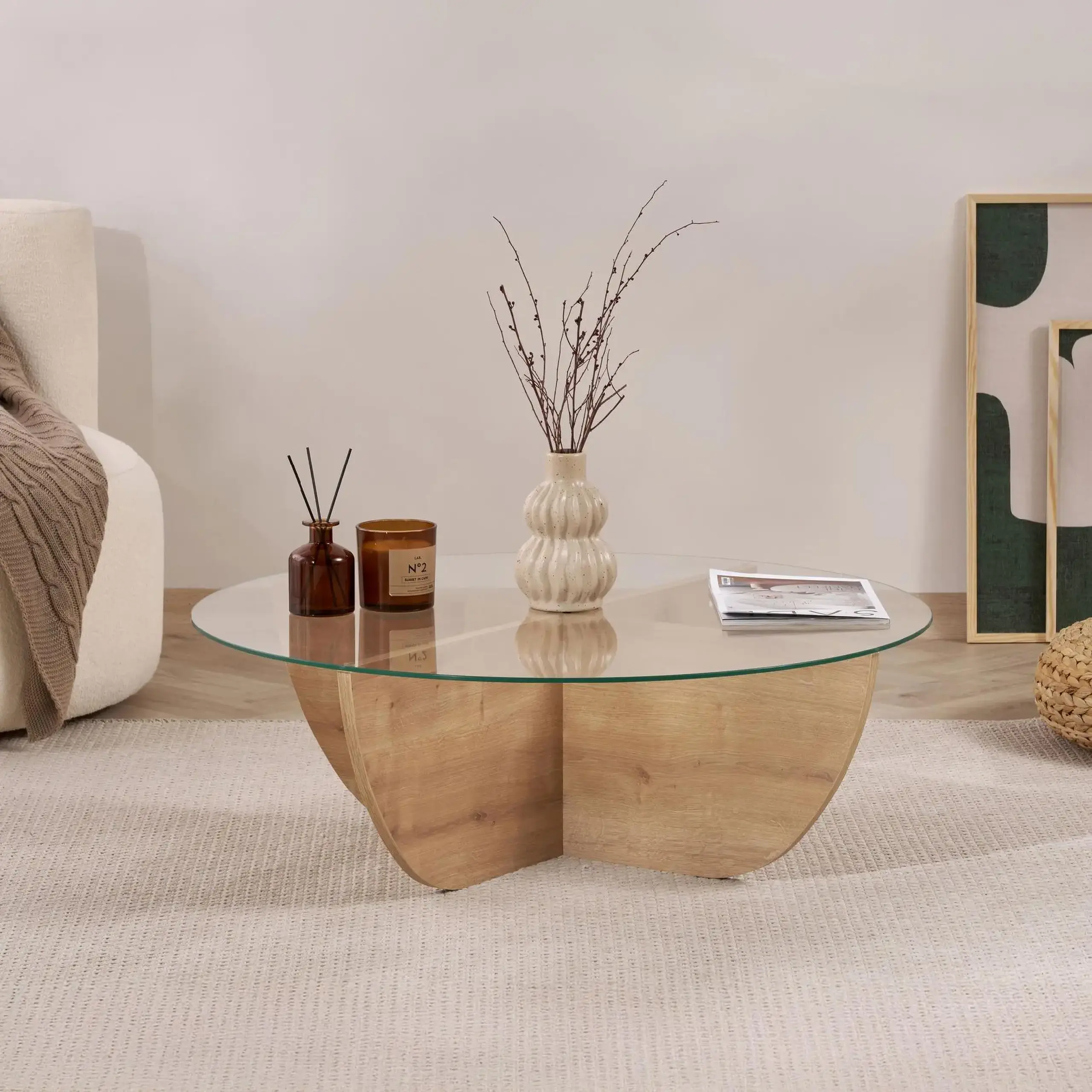 Masuta de cafea, Liya - Sapphire Oak, 90 x 30 x 90 cm
