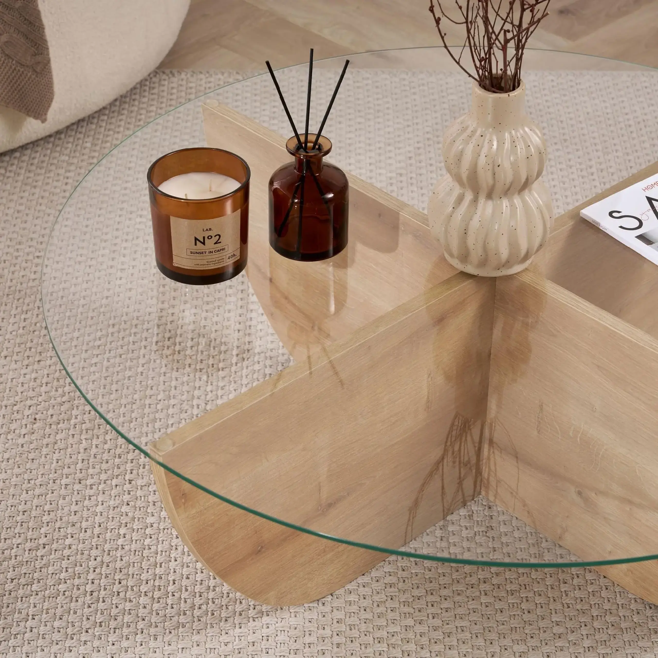 Masuta de cafea, Liya - Sapphire Oak, 90 x 30 x 90 cm