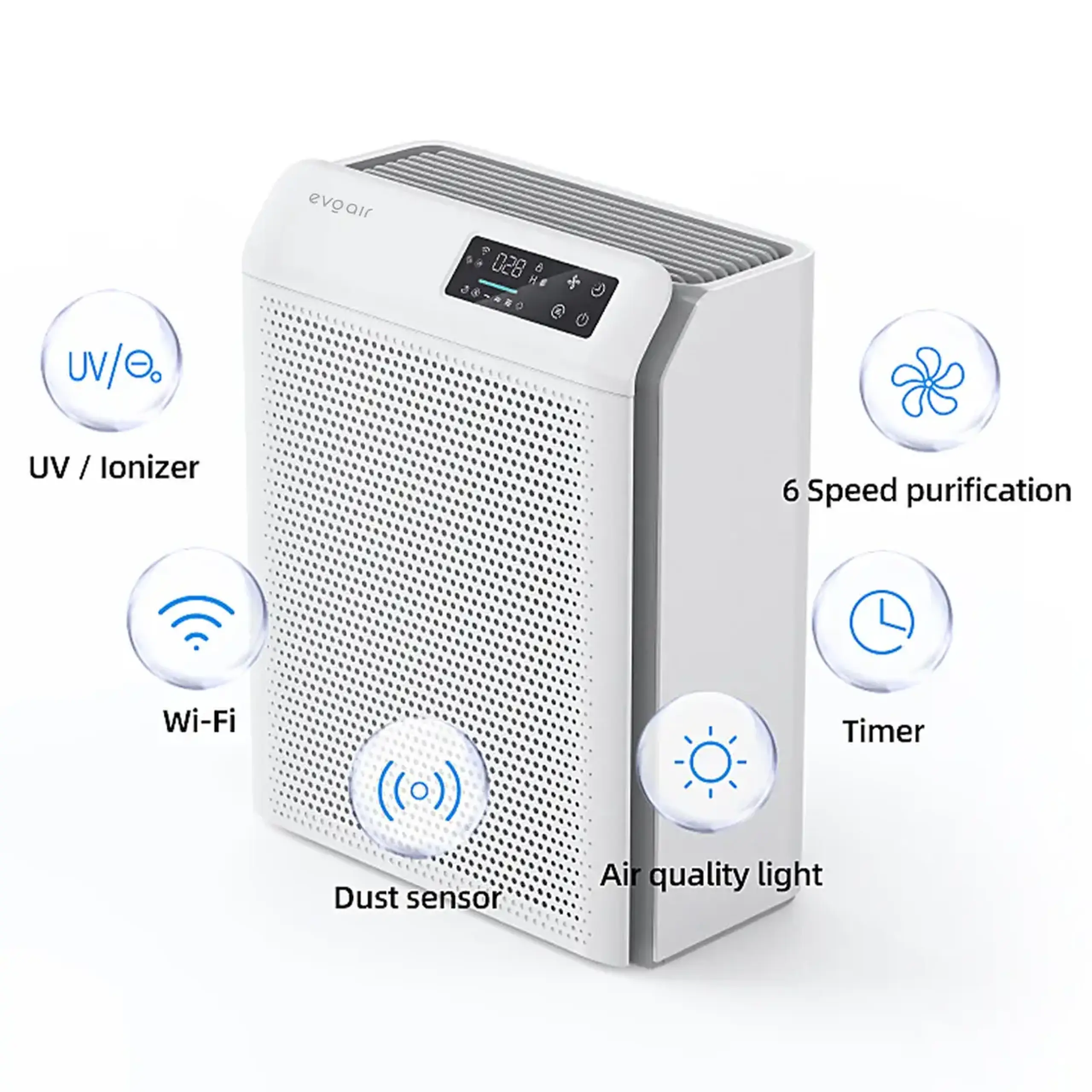 Purificator de aer Evoair HOMI P300, CADR 300m³/h, WI-FI, Filtru True Hepa