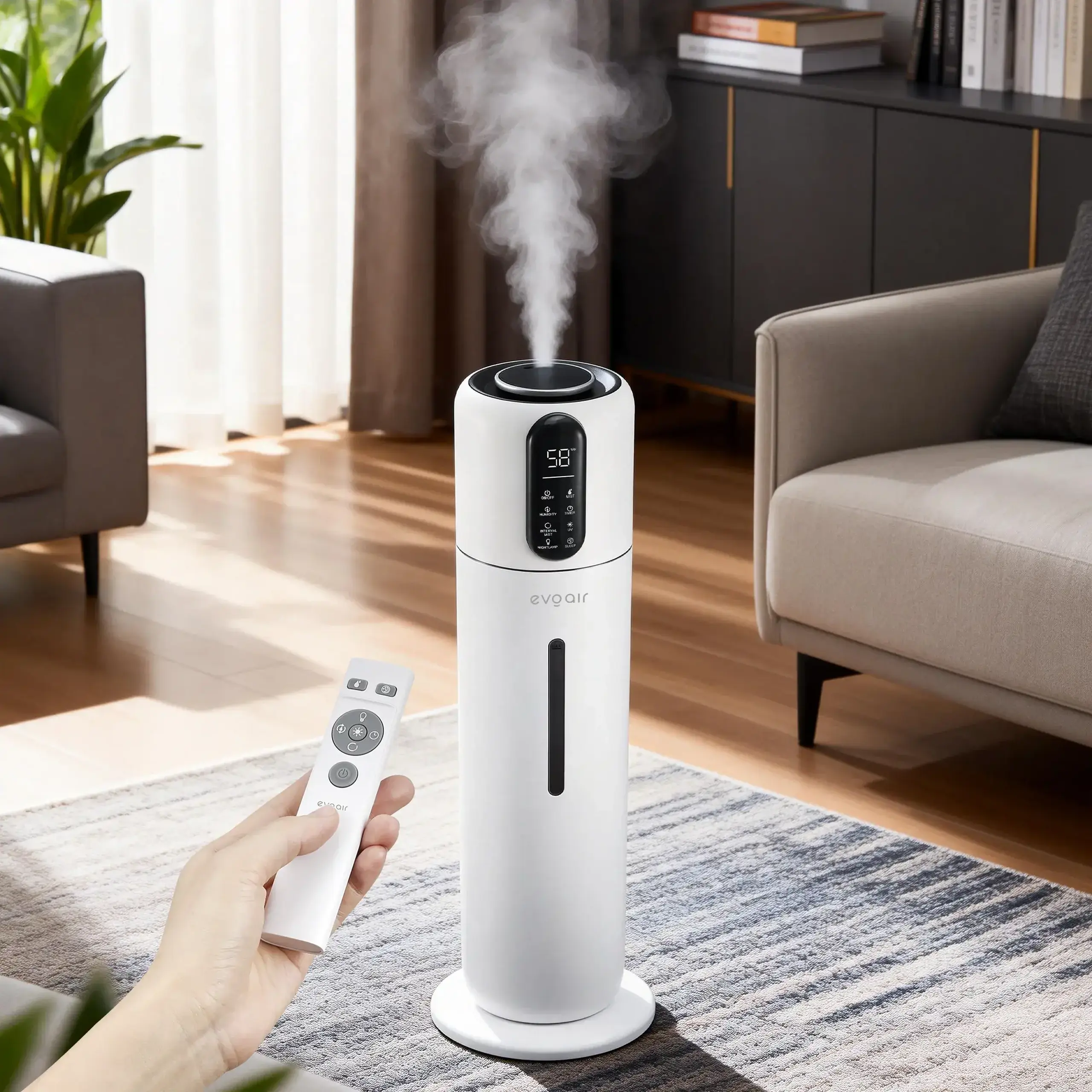 Umidificator Evoair STEAMI X8500 Smart, Wifi, Rezervor 8.5L, Capacitate de umidificare 300ml/h