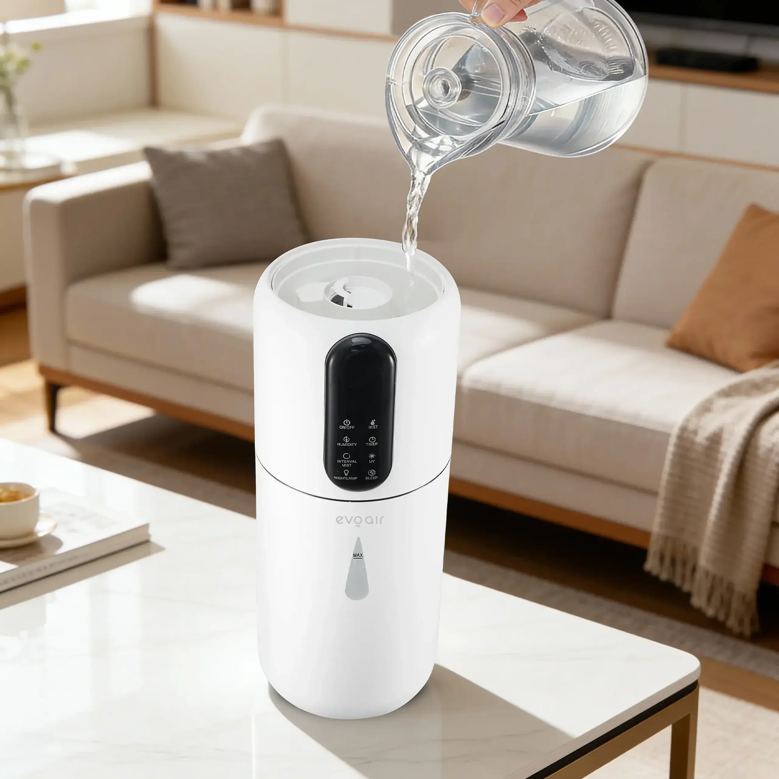 Umidificator Evoair STEAMI X3800 Smart, Wifi, Rezervor 3.8L, Capacitate de umidificare 300ml/h