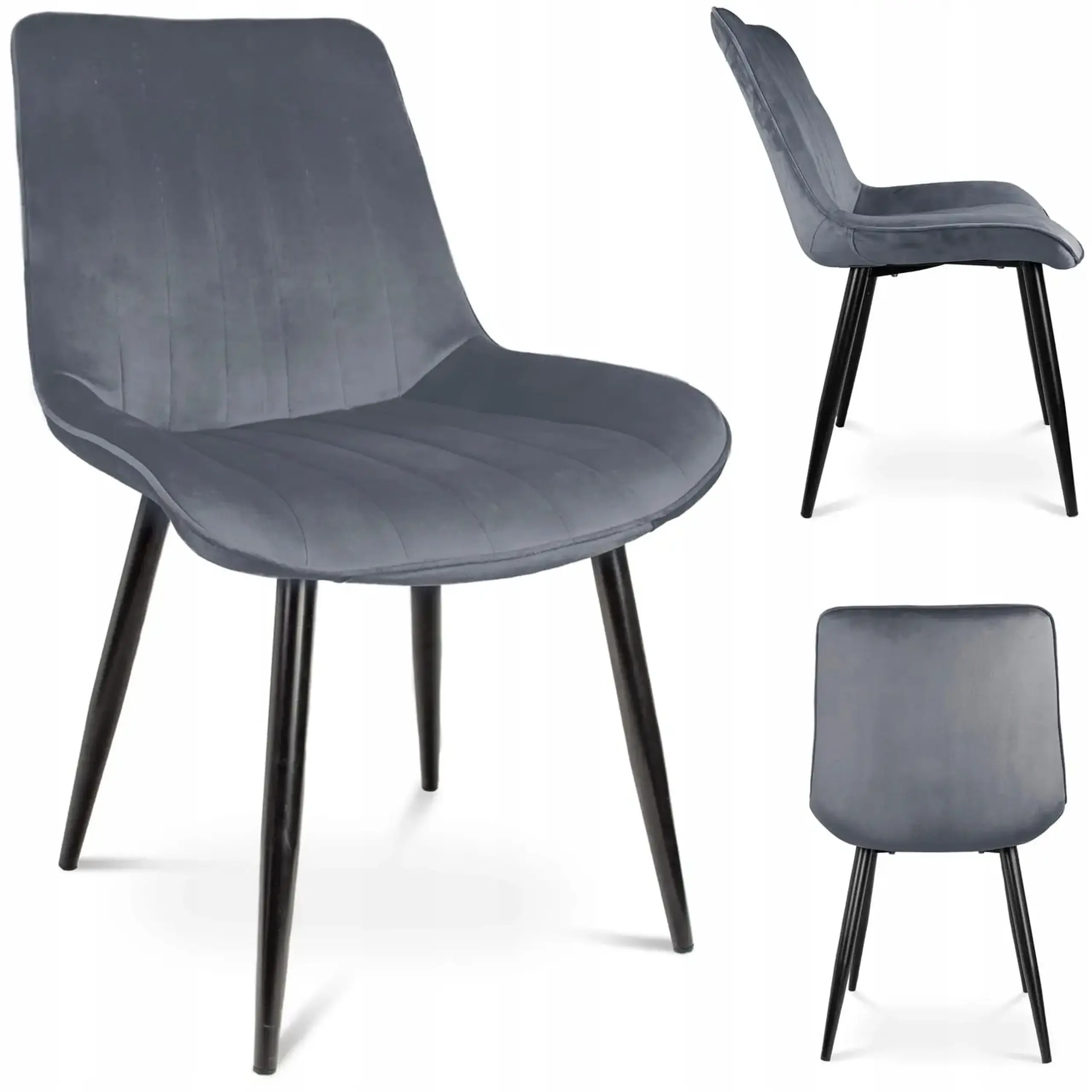 Scaun de bucatarie/living, Jumi VIVA,catifea, Gri