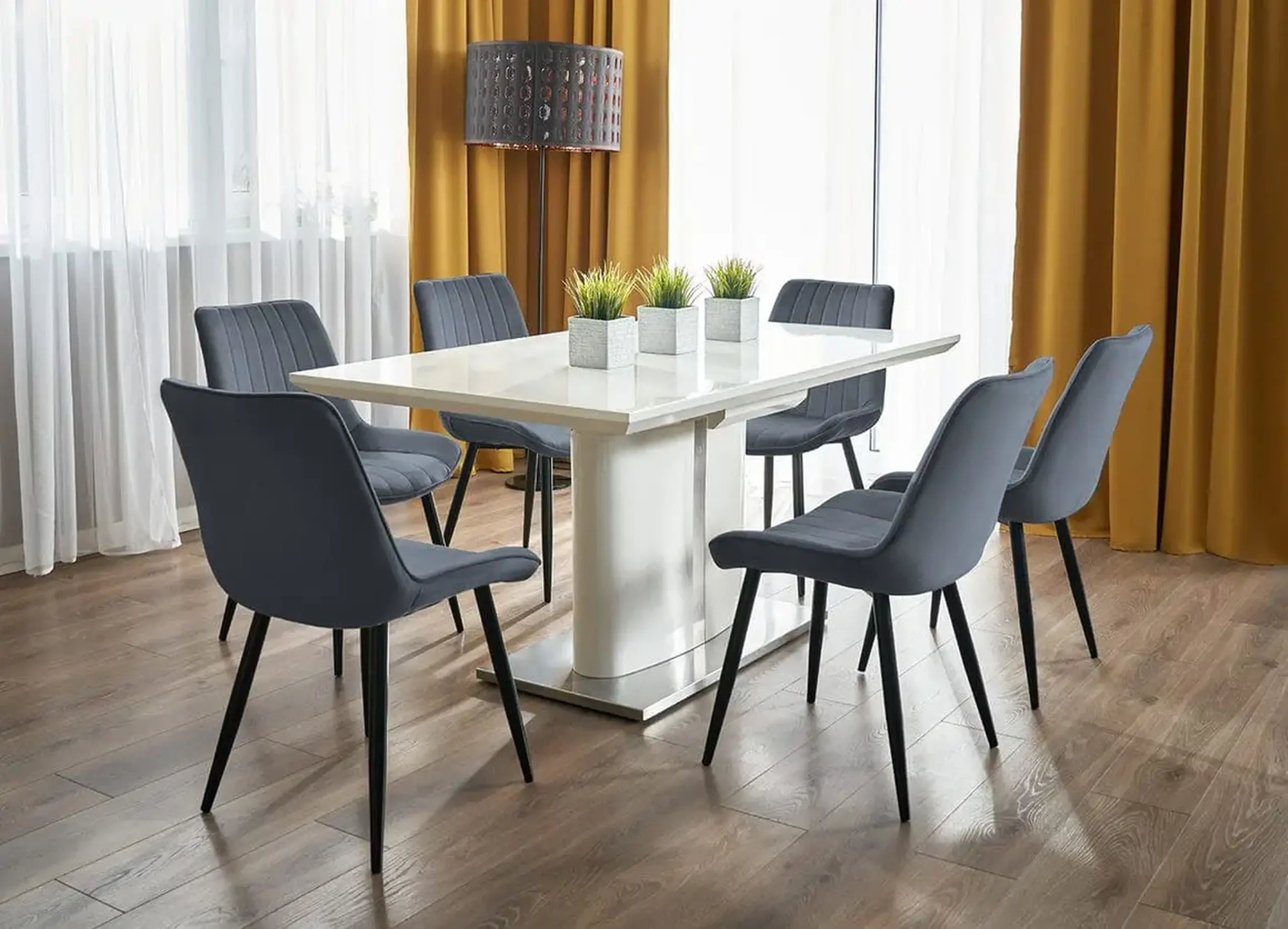 Scaun de bucatarie/living, Jumi VIVA,catifea, Gri