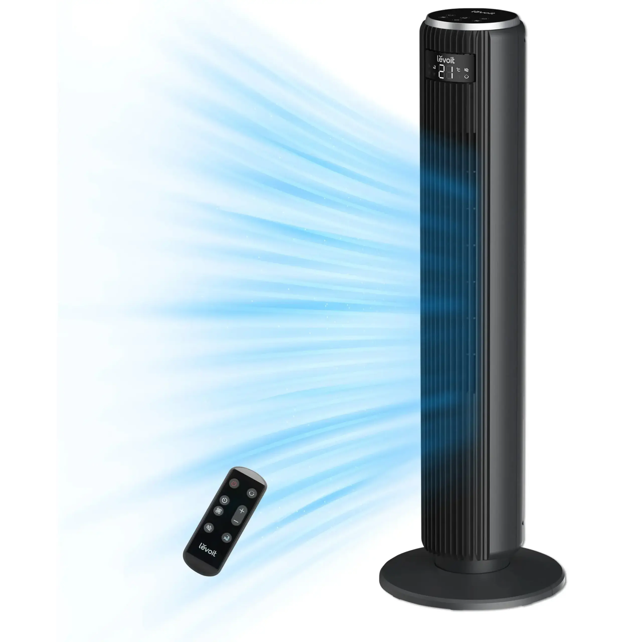 Ventilator turn Levoit, 92cm, 5 viteze, 4 moduri de functionare, foarte silentios, telecomanda, negru