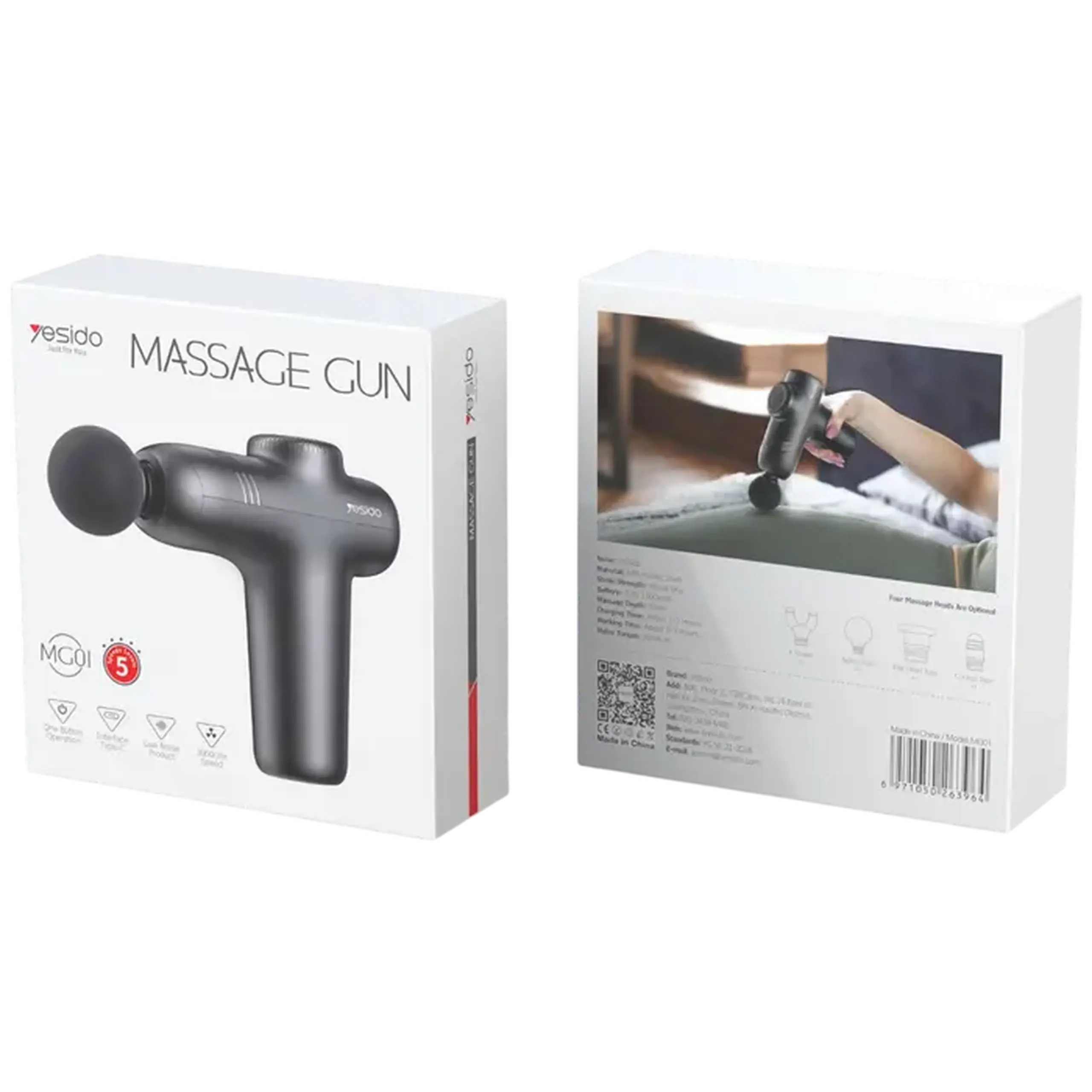 Pistol pentru masaj Yesido Massage Gun MG01, Negru
