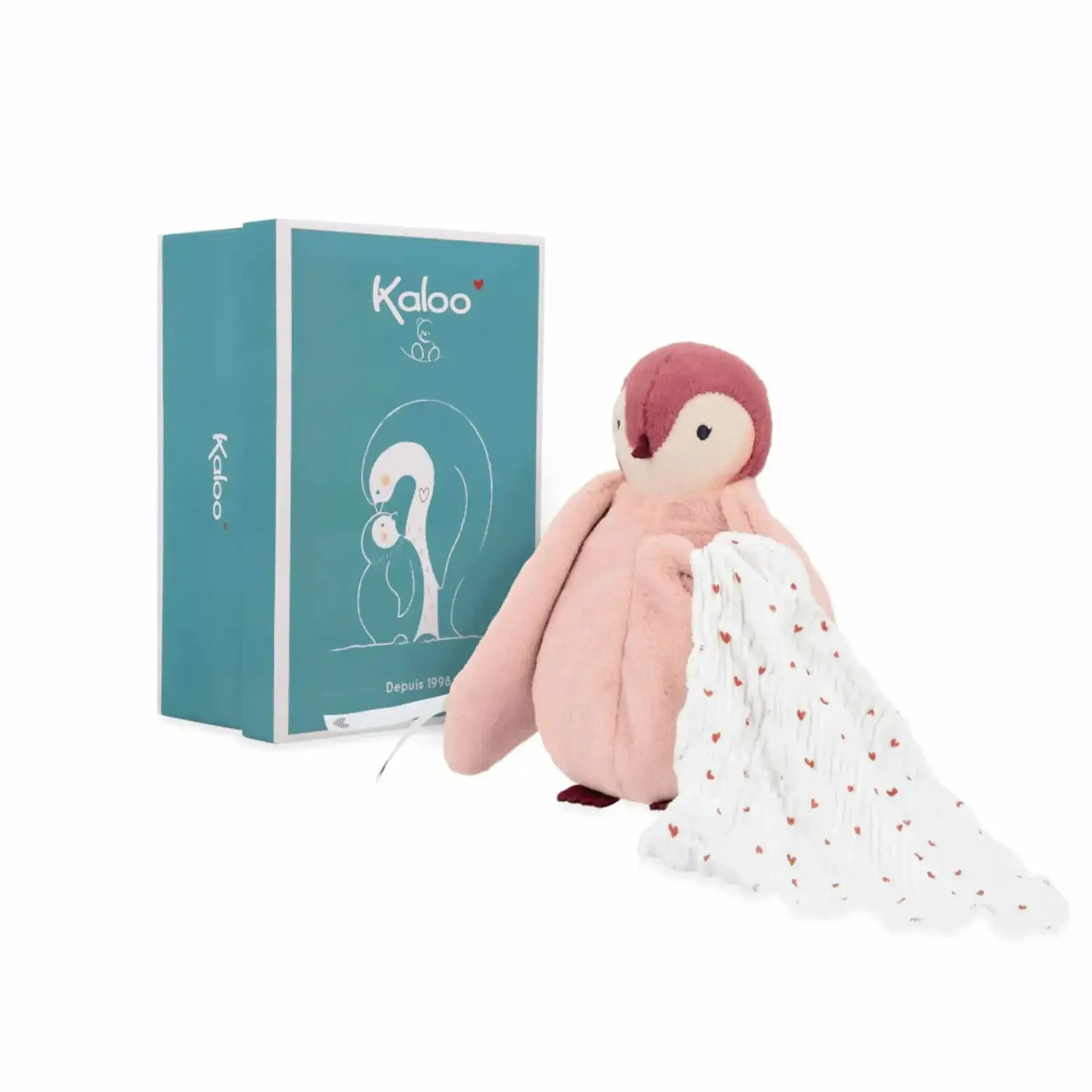 Pinguin roz din pluș cu batistă — Kaloo