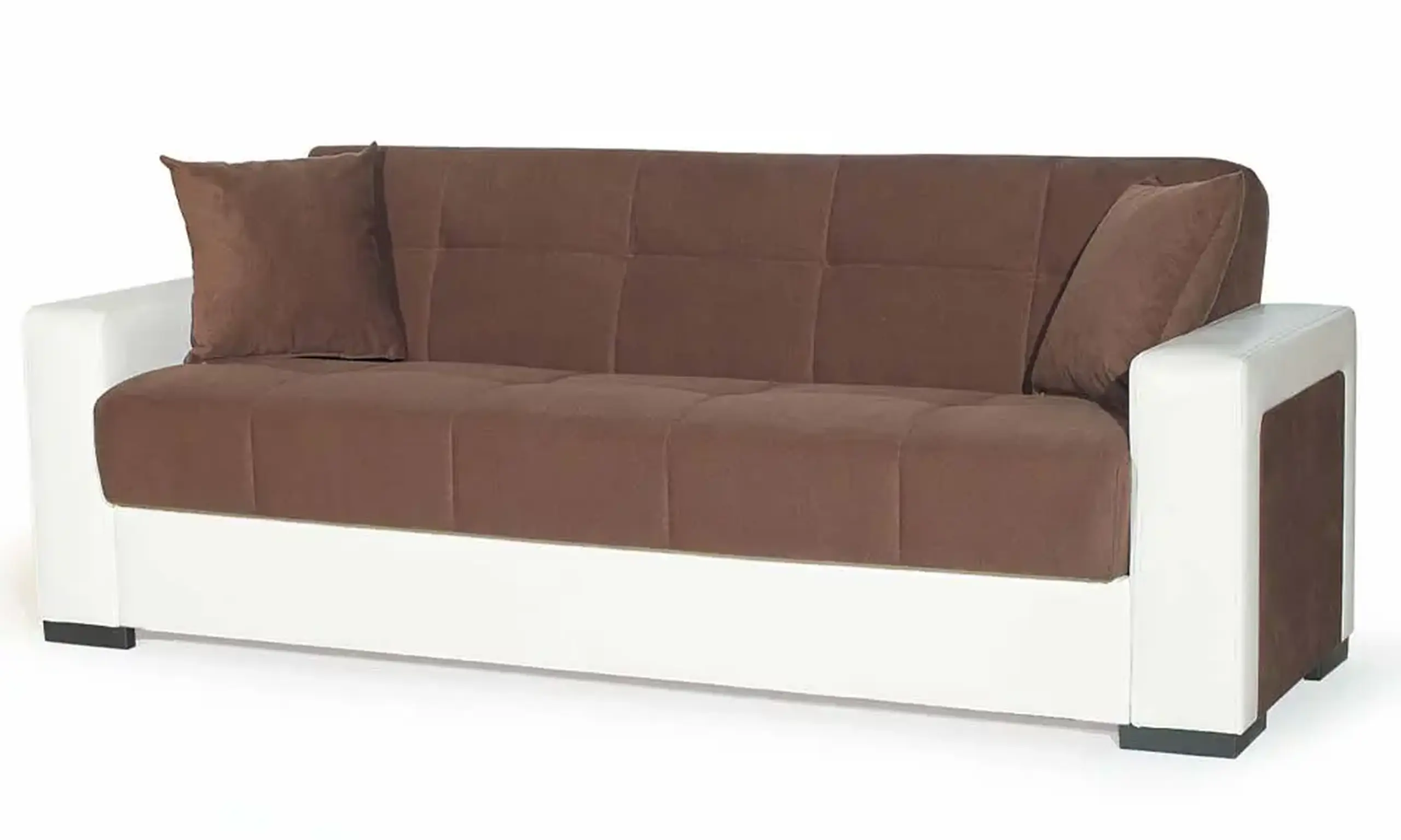 Canapea extensibila, Marmaris, cu lada de depozitare, 215 x 80 x 80 cm, Maro/Alb