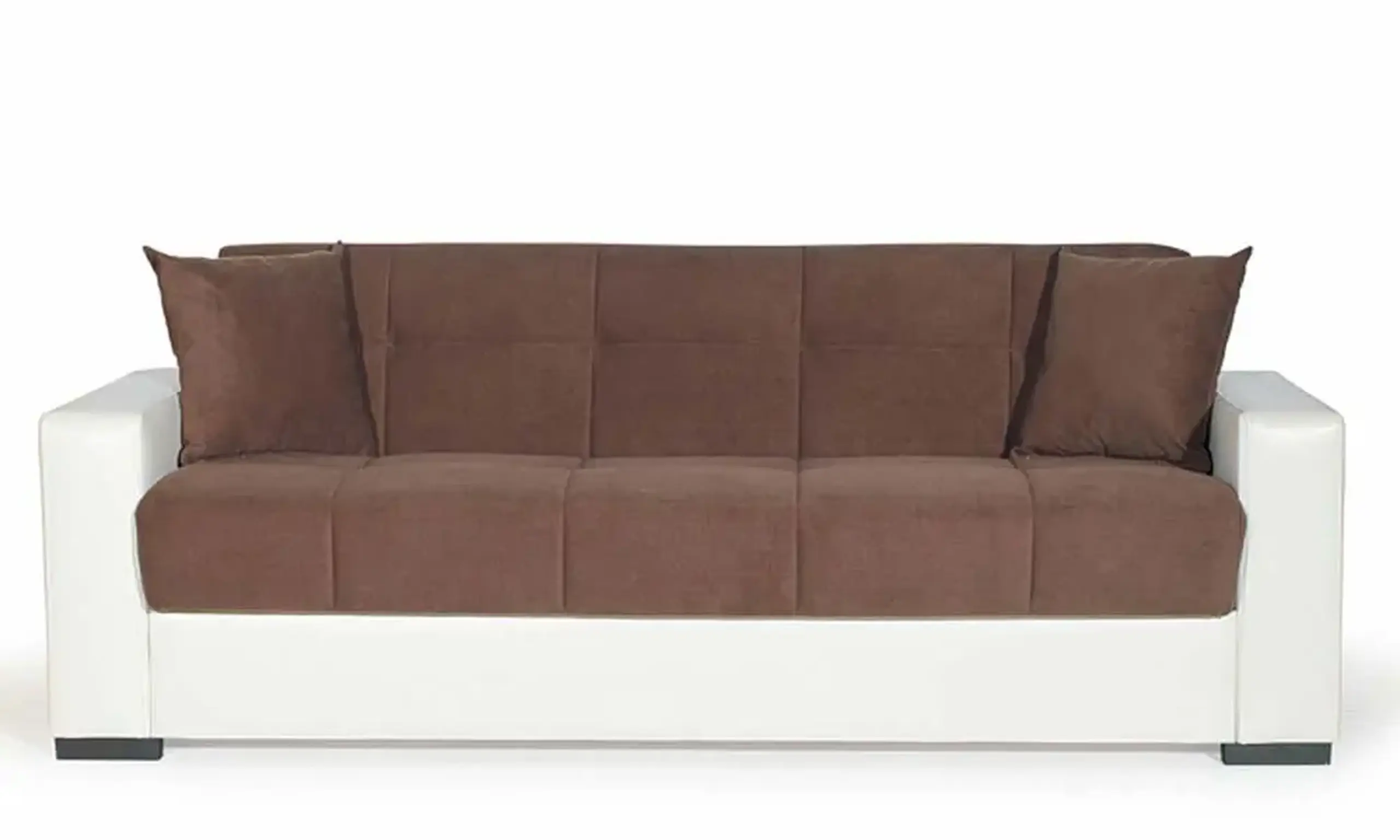 Canapea extensibila, Marmaris, cu lada de depozitare, 215 x 80 x 80 cm, Maro/Alb