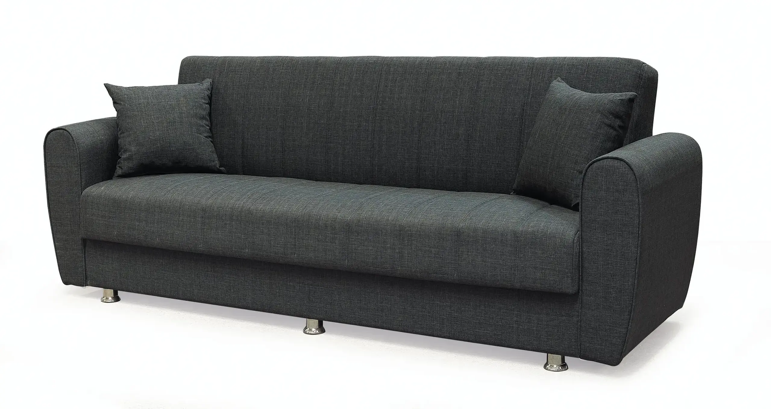 Canapea extensibila, Manes, cu lada de depozitare, 215 x 80 x 80 cm, Gri inchis