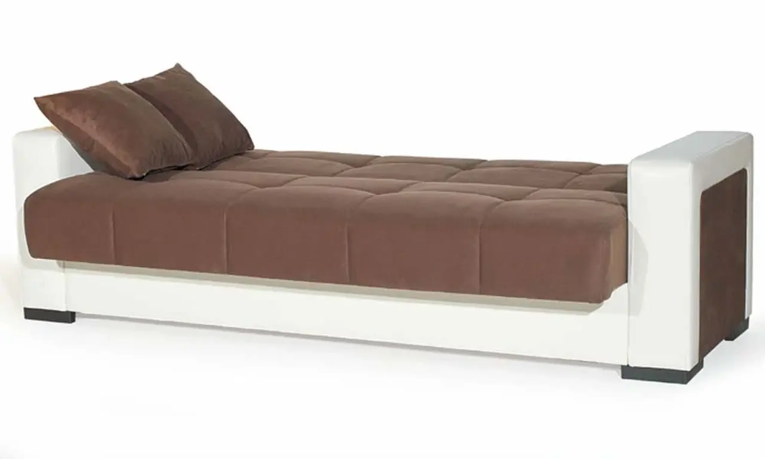 Canapea extensibila, Marmaris, cu lada de depozitare, 215 x 80 x 80 cm, Maro/Alb
