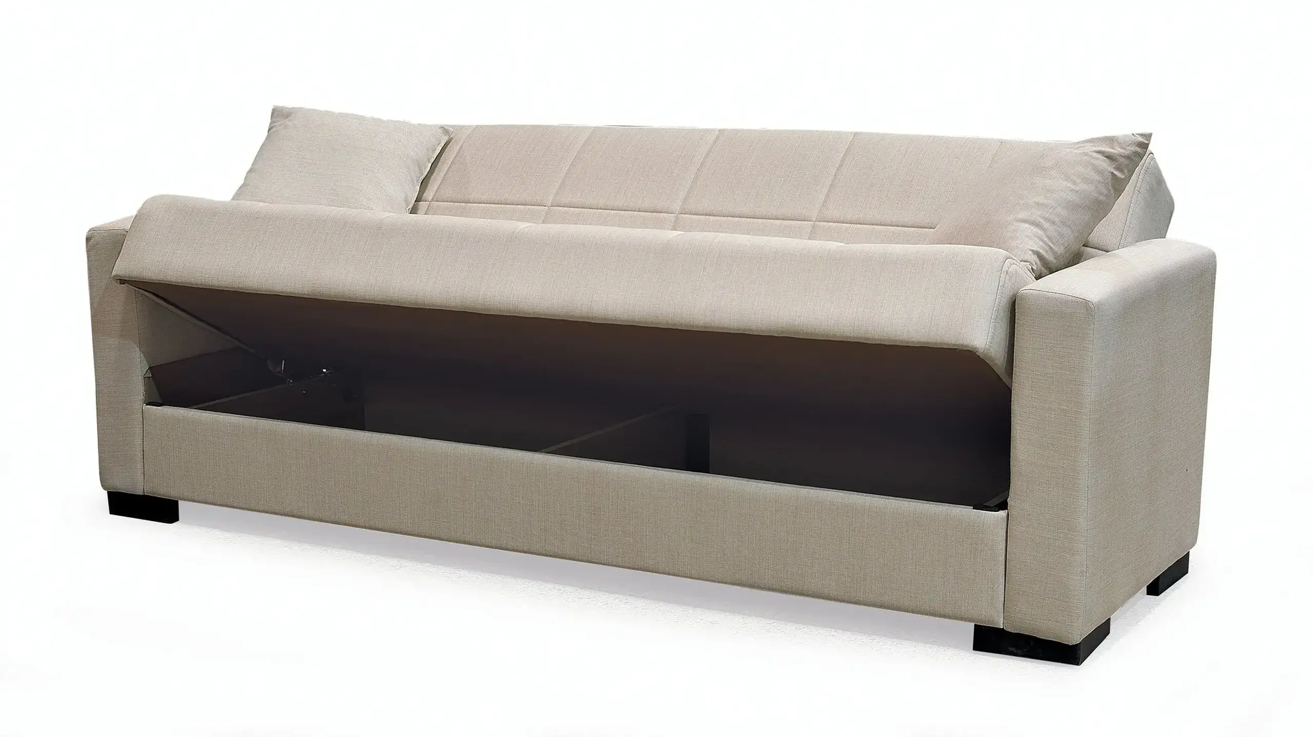Canapea extensibila, Vega, cu lada de depozitare, 215 x 80 x 80 cm, Bej