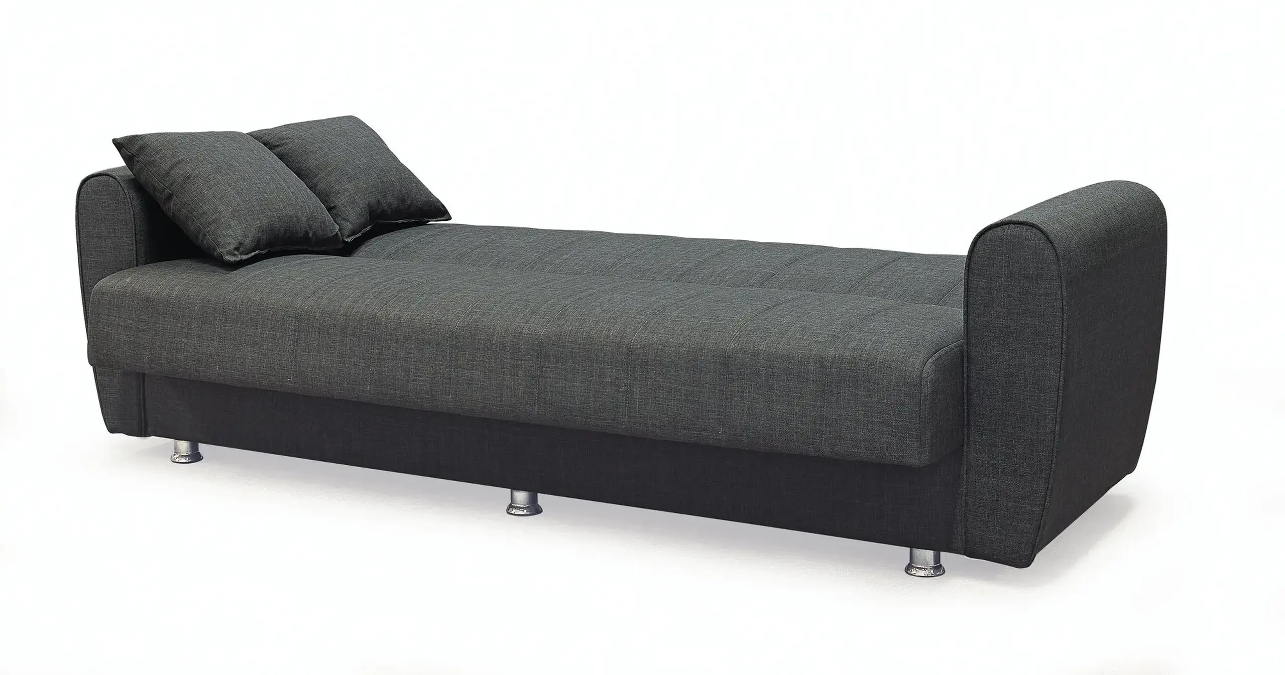 Canapea extensibila, Manes, cu lada de depozitare, 215 x 80 x 80 cm, Gri inchis