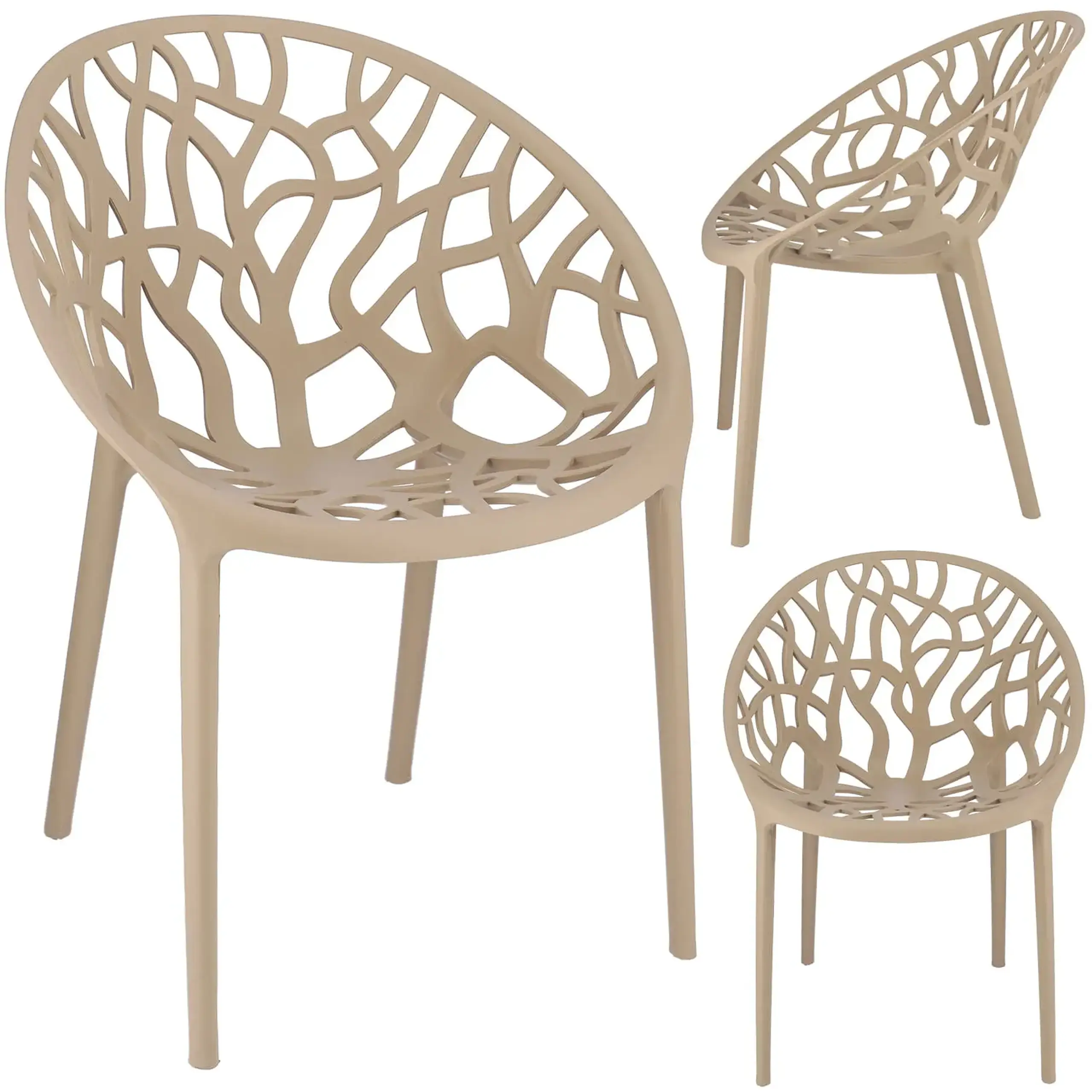 Scaun terasa Jumi ALBERO din plastic, Bej