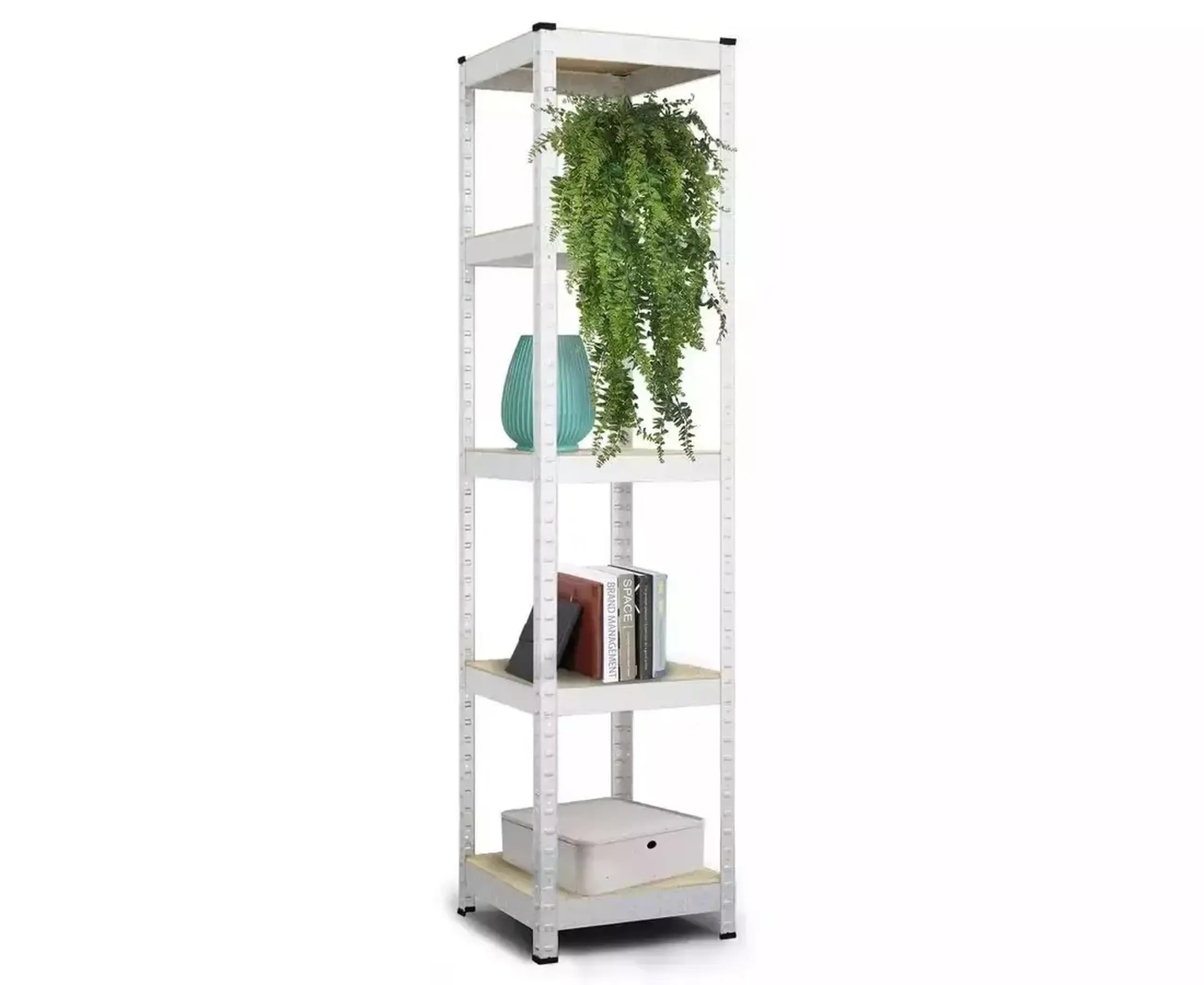 Raft metalic de depozitare Nex Budget 1800x400x400 mm, 5 rafturi MDF, galvanizat