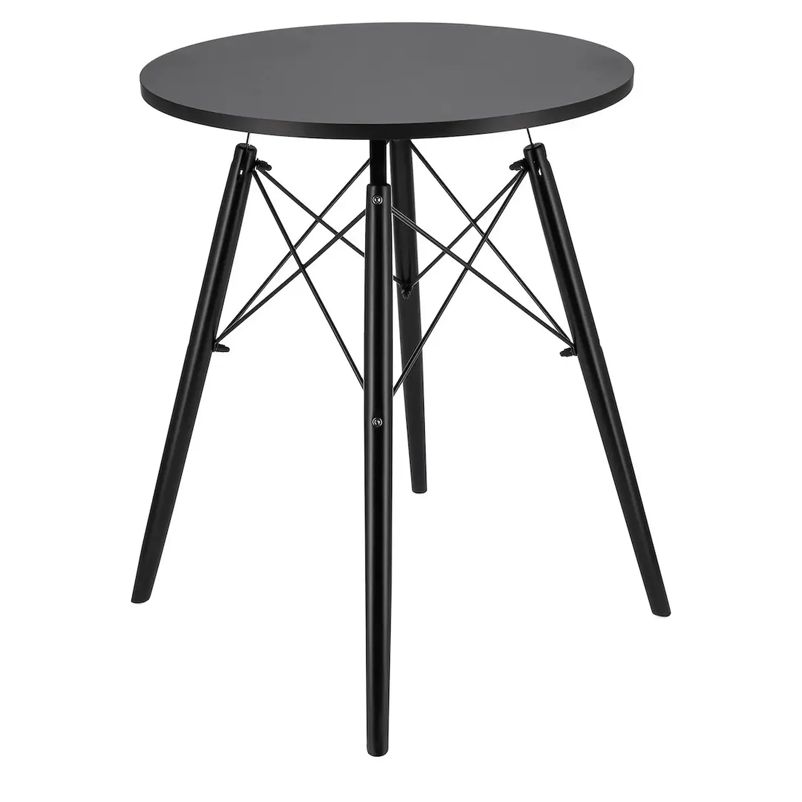 Masa rotunda moderna Jumi, MDF, 60x60x74cm, stil scandinav, Negru/Negru