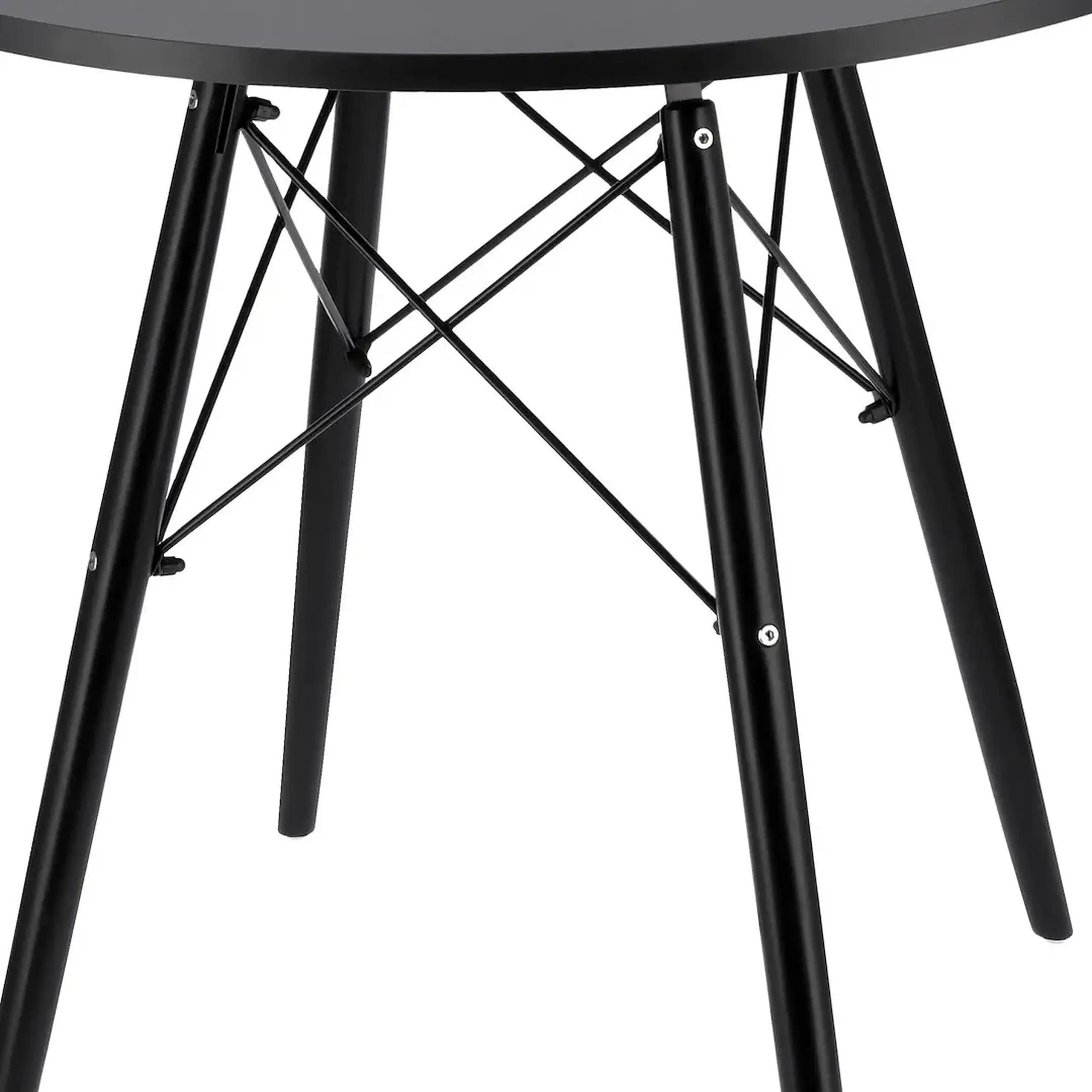 Masa rotunda moderna Jumi, MDF, 60x60x74cm, stil scandinav, Negru/Negru