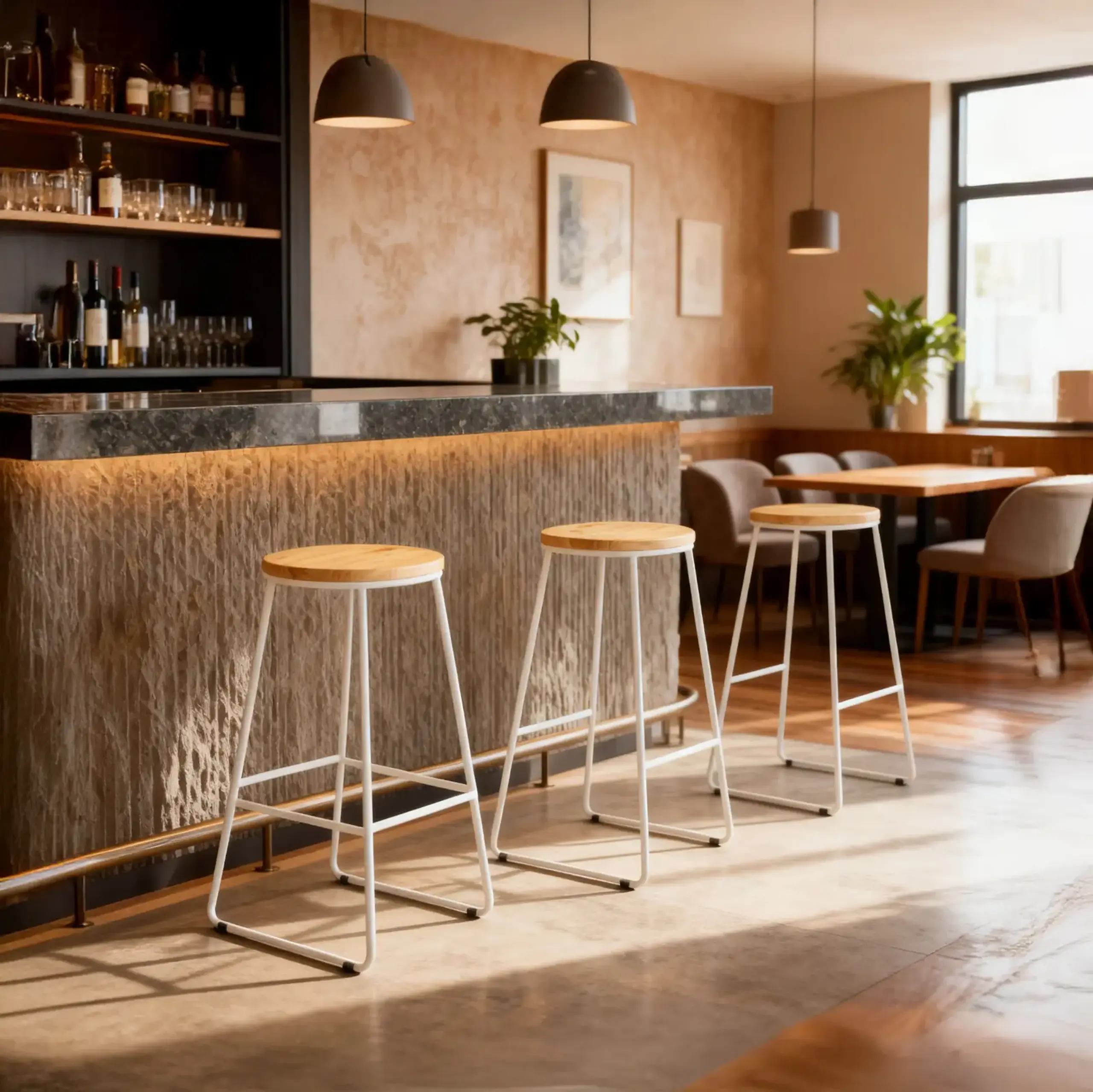 Scaun de bar Jumi din lemn, Oak Artisan / Alb