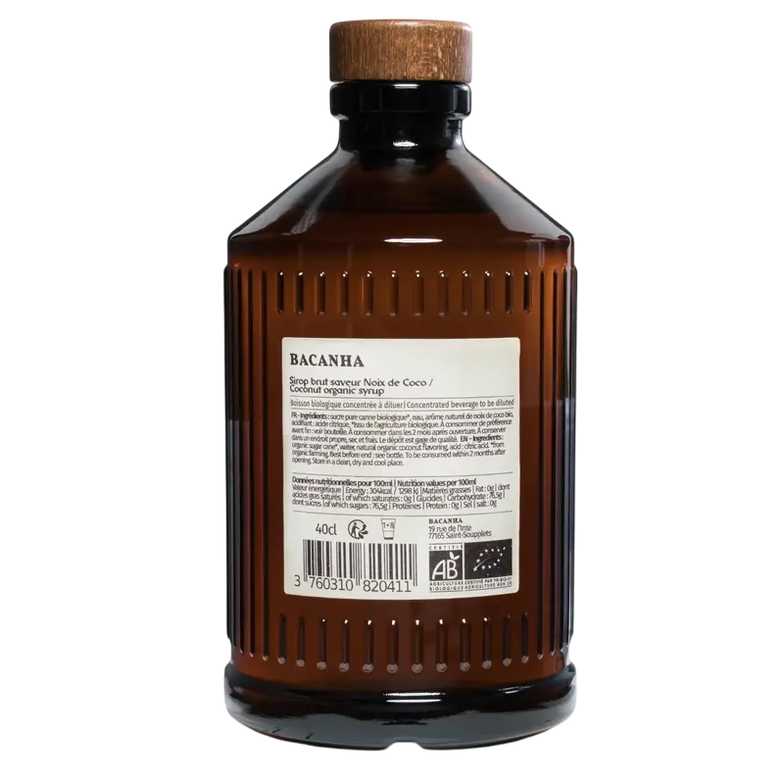 Sirop Bacanha Brut Noix de Coco, 400 ml