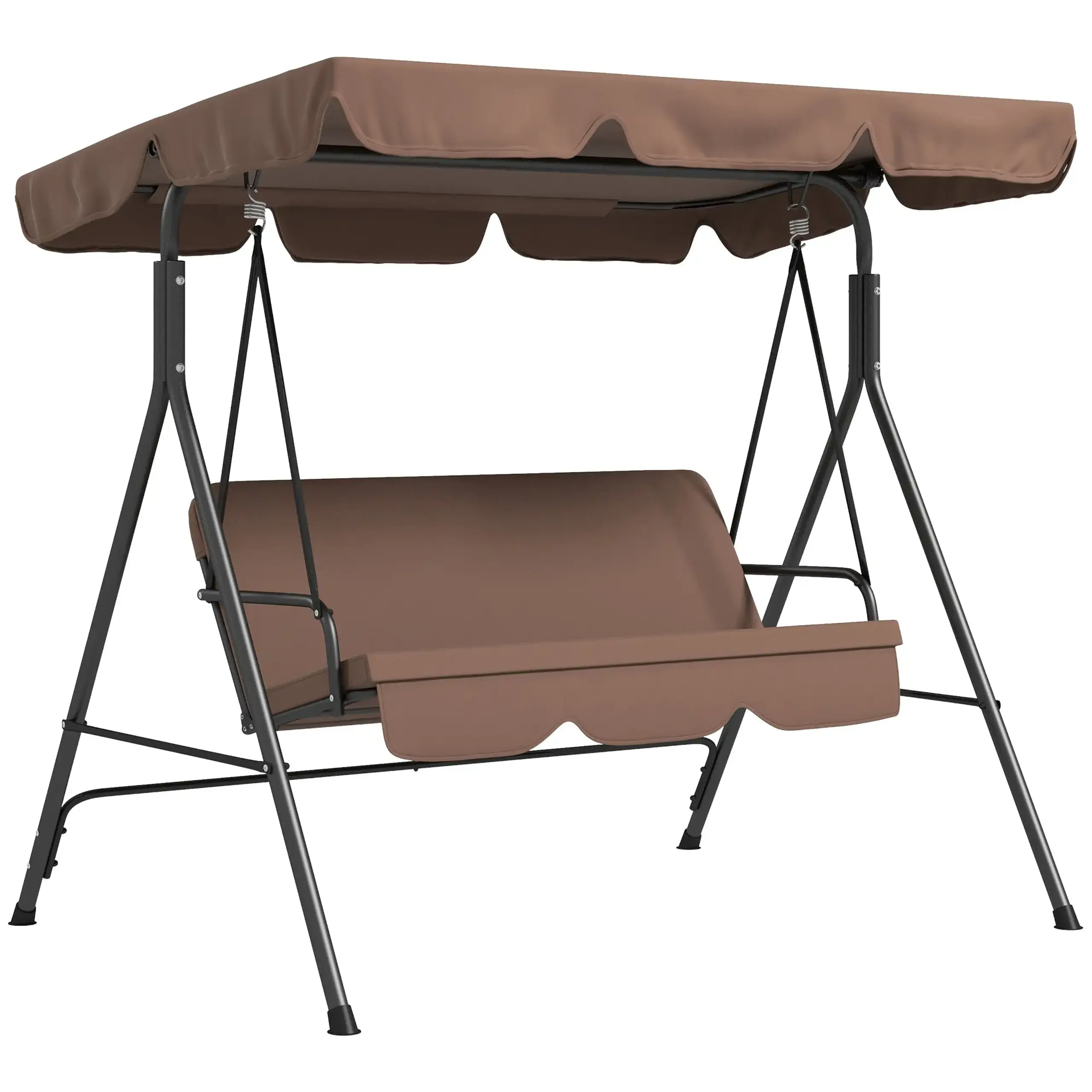 Leagan de gradina Outsunny, 3 locuri, Otel/Poliester, maro/negru, 172x110x153cm