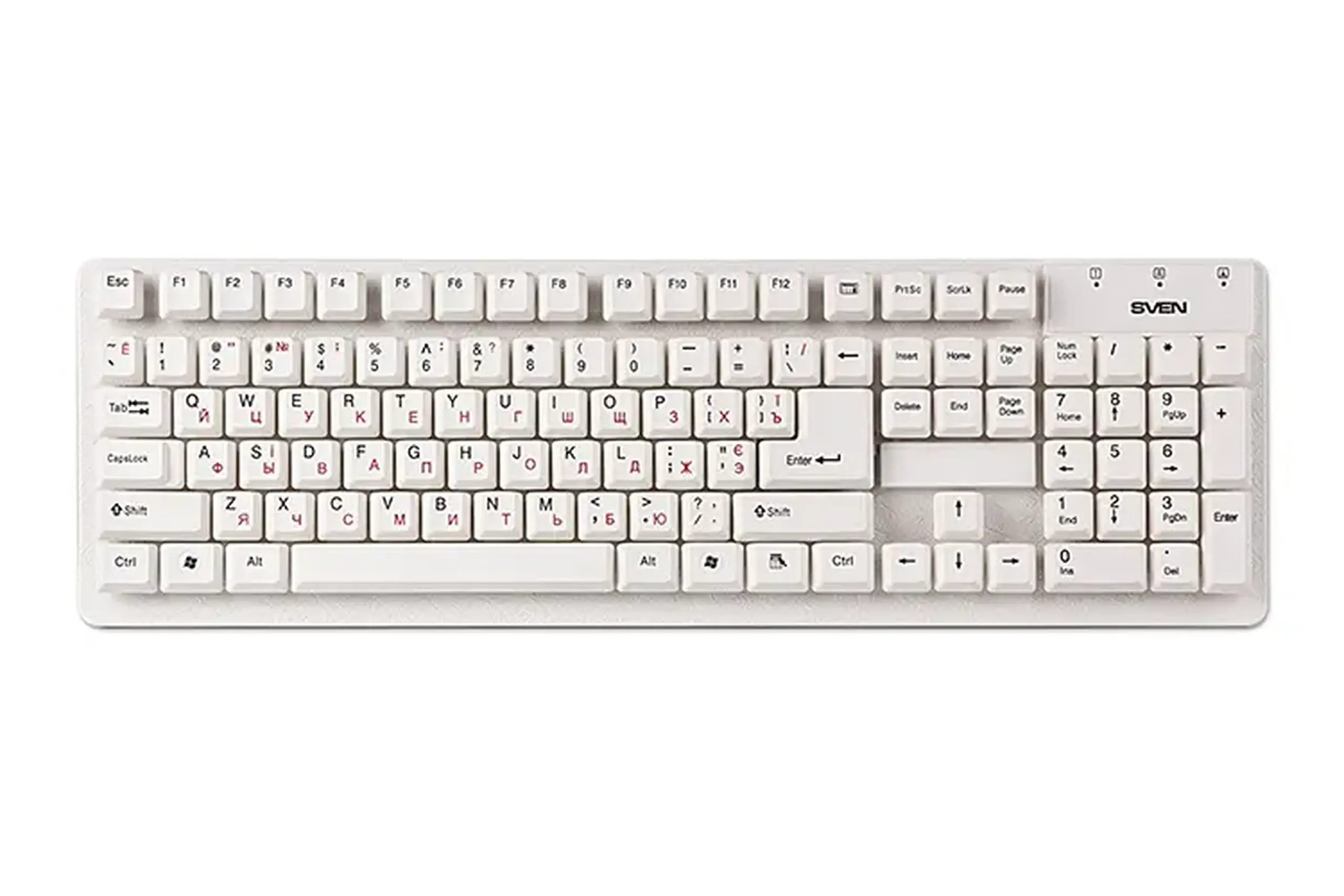 Keyboard SVEN Standard 301, Classic layout, Splash proof, Calculator key, 1.5m, USB, EN/RU, White