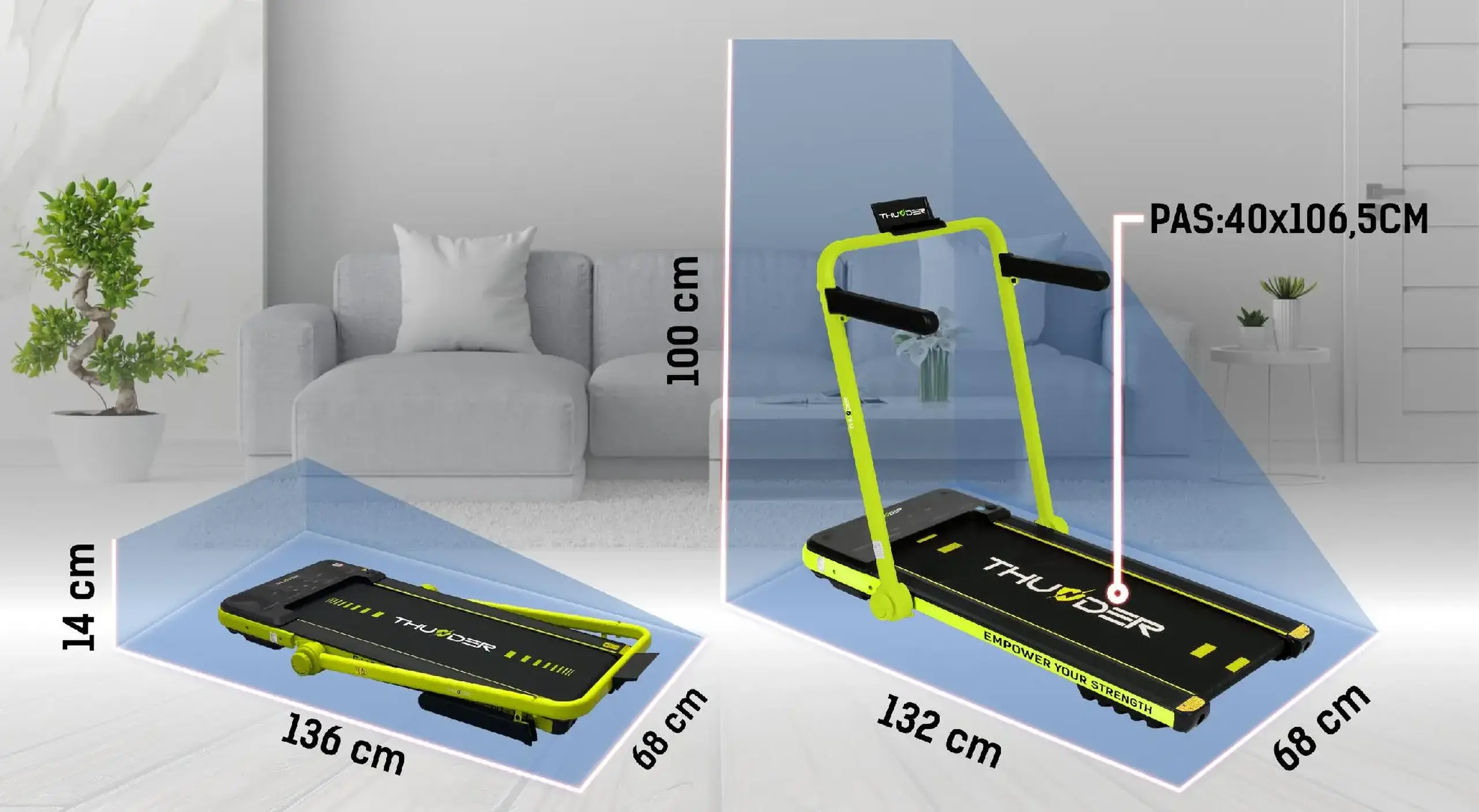 Banda de alergare electrica THUNDER IMPACT-LIME