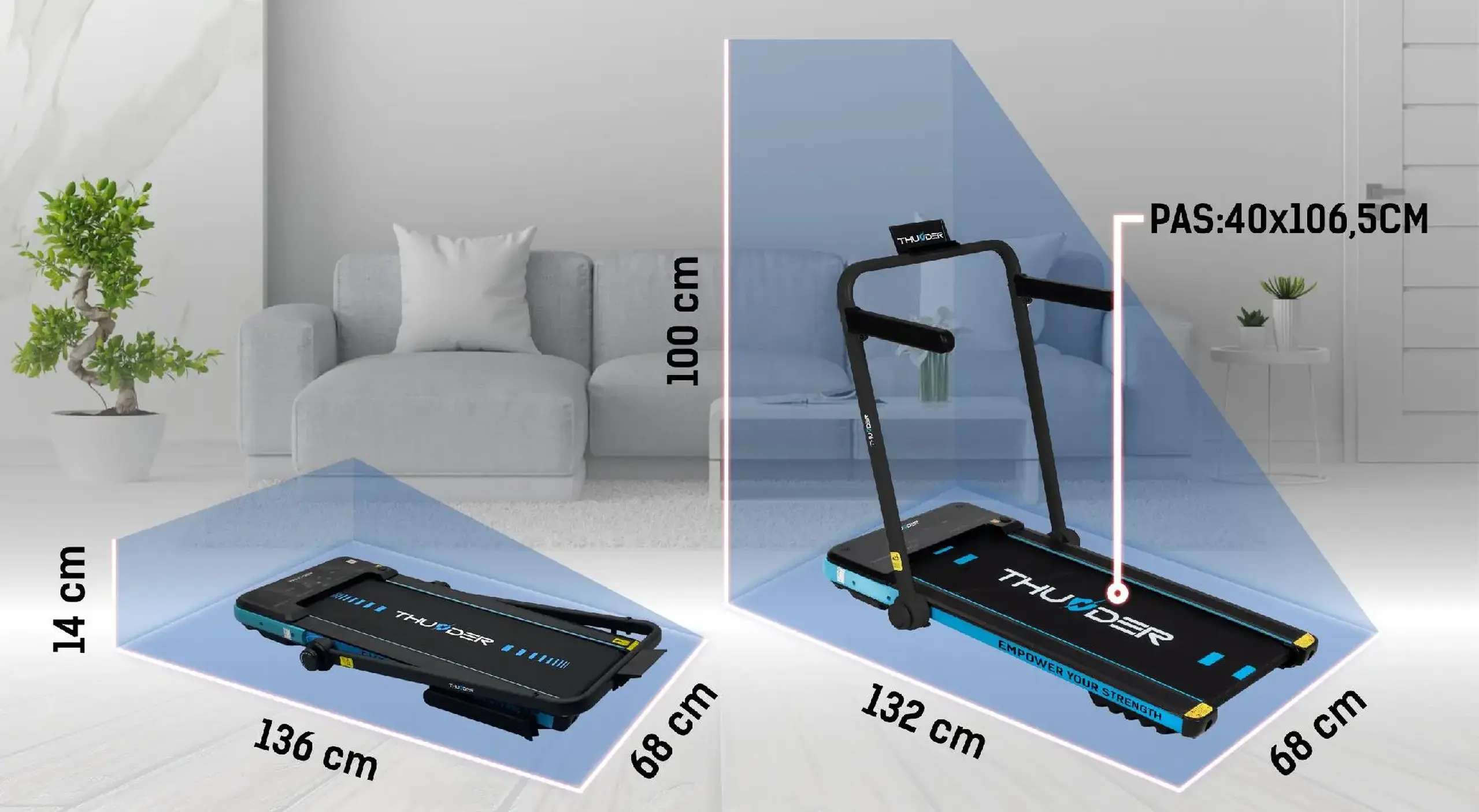 Banda de alergare electrica THUNDER IMPACT-BLUE