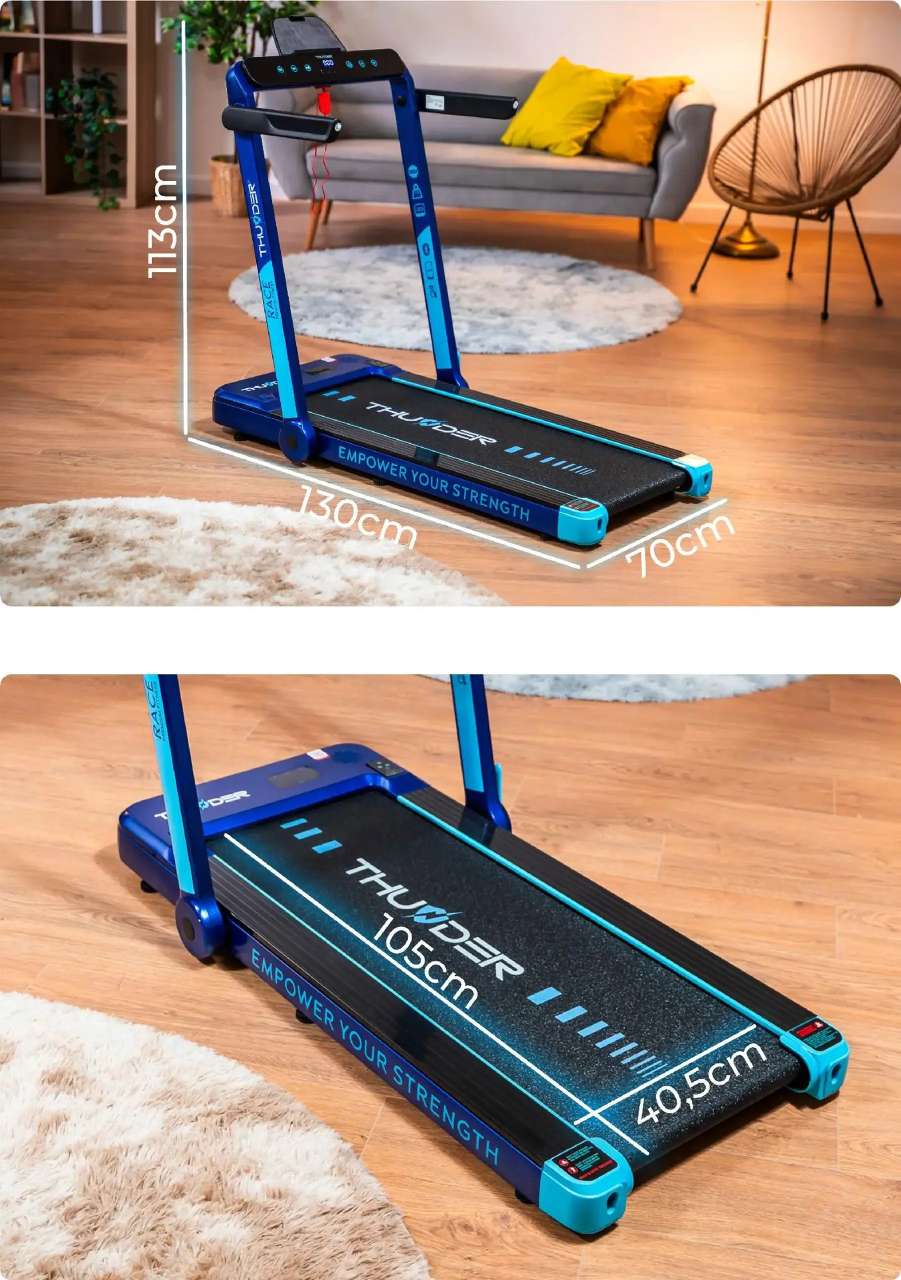 Banda de alergare electrica THUNDER RACE-BLUE