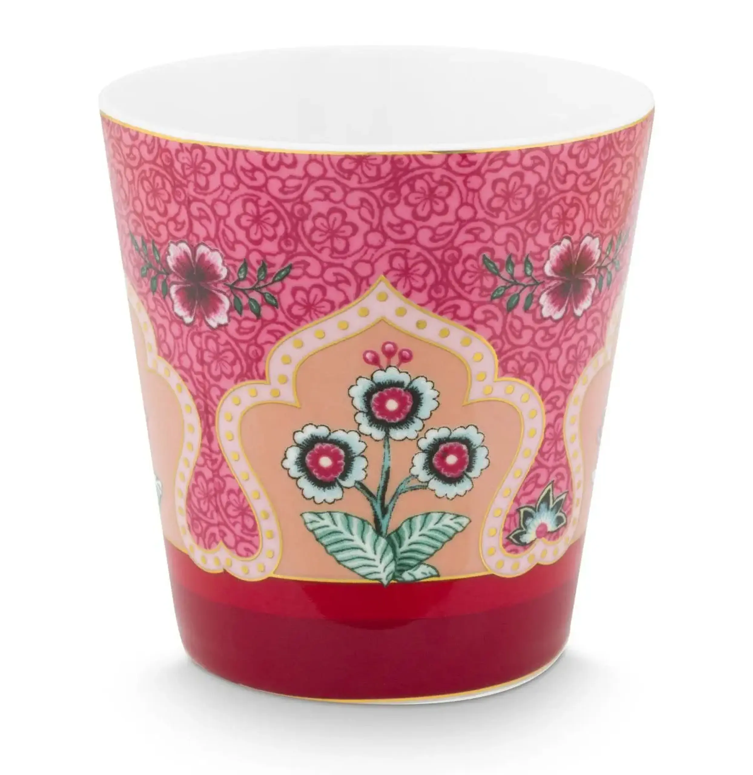 Set 4 cani fara maner 230ml Flower Festival roz inchis