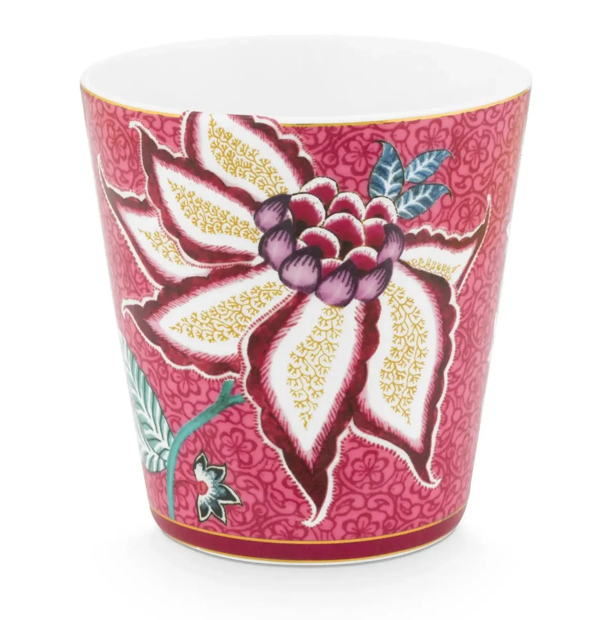 Set 4 cani fara maner 230ml Flower Festival roz inchis